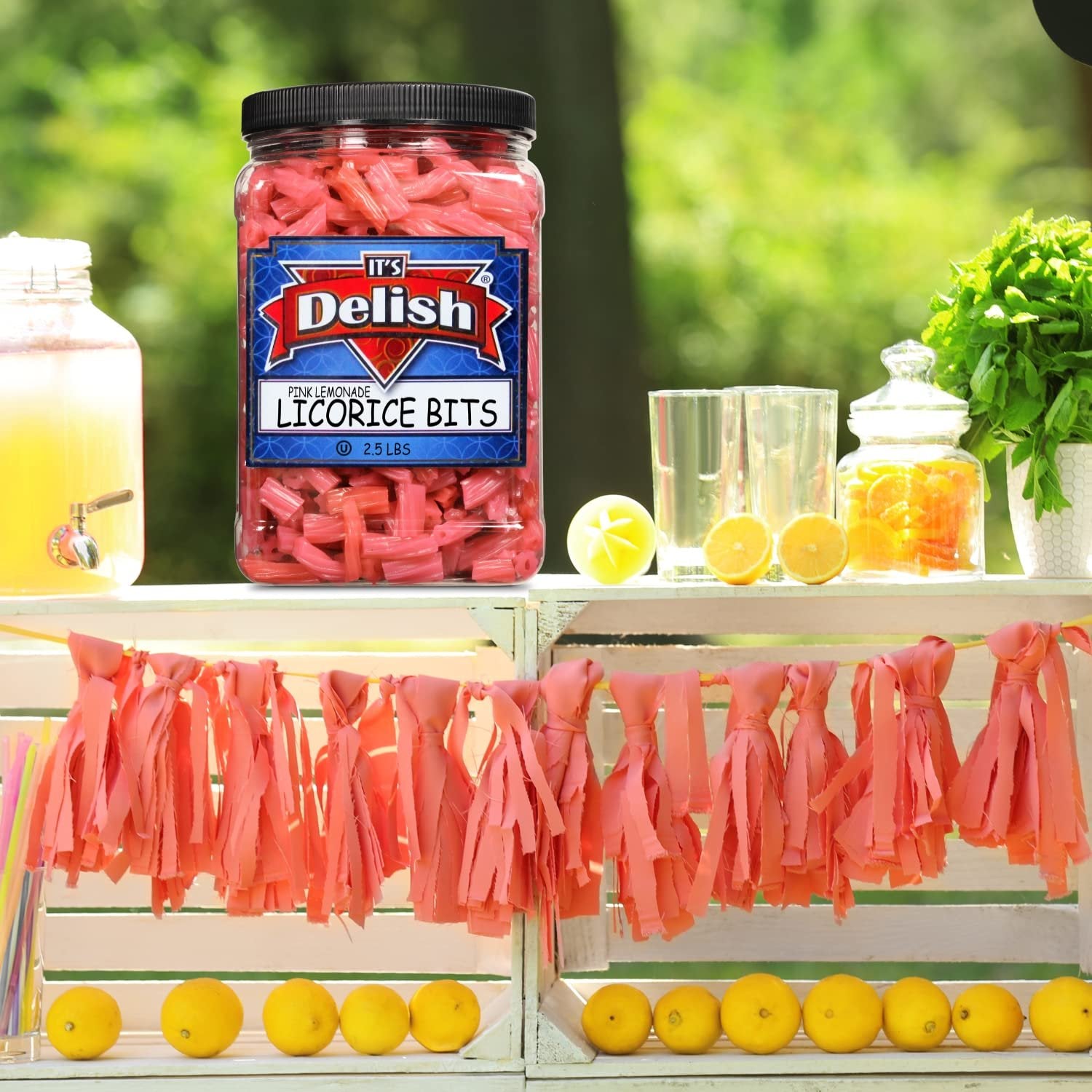 Pink Lemonade Licorice Bits - 2.5 LBS Bulk Candy in Jumbo Jar - Perfect for Parties, Movie Nights & Sweet Treats