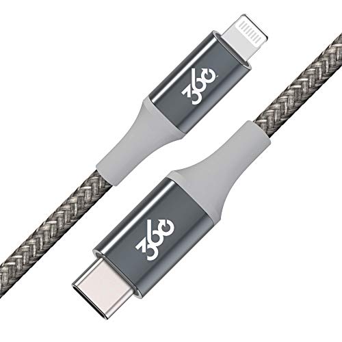 Premium 8ft USB-C to Lightning Braided Charging Cable - MFi Certified, Fast Charging for iPhone, iPad, MacBook - Durable Charcoal Cord for Home, Office & Travel Accessories