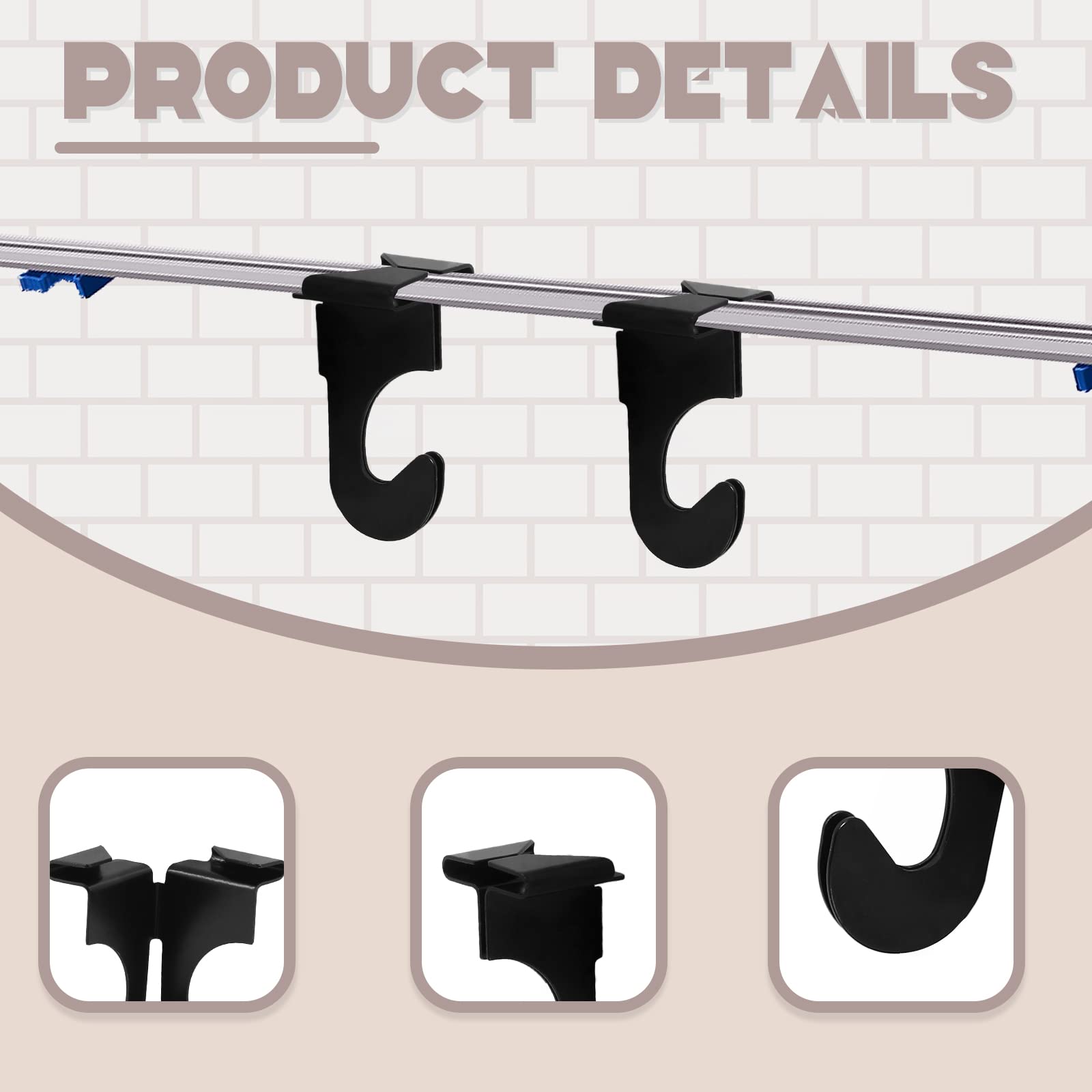 20 Pack Black Metal Drop Ceiling Hooks - T-Bar Track Suspended Grid Clips for Hanging Plants, Lights & Decorations (Perfect for Home, Office & Commercial Use)