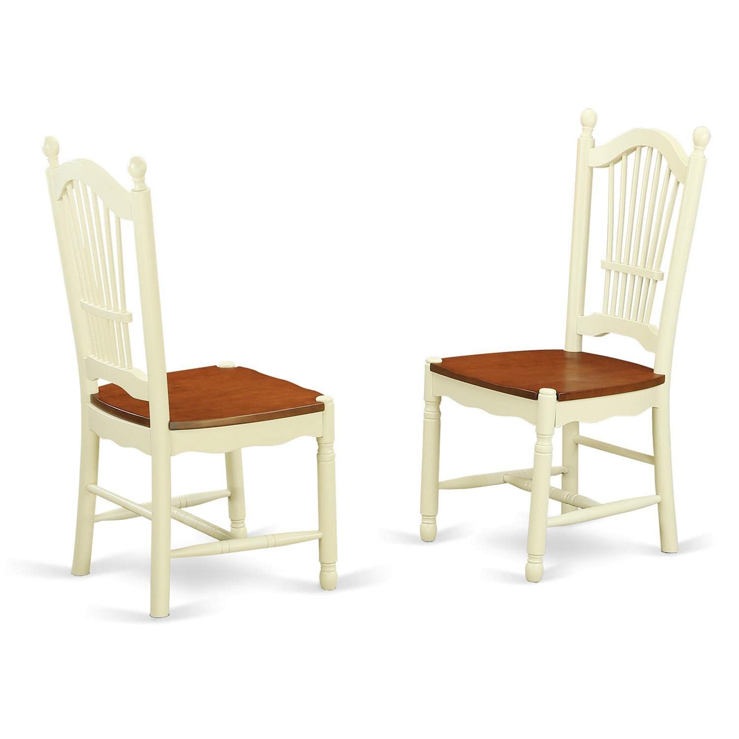 East West Furniture DLDO3-BMK-W 3-Piece Dining Room Set - Round Drop Leaf Kitchen Table with 2 Chairs, 42x42 Inch, Buttermilk & Cherry Finish - Perfect for Small Spaces, Breakfast Nooks & Cozy Apartments