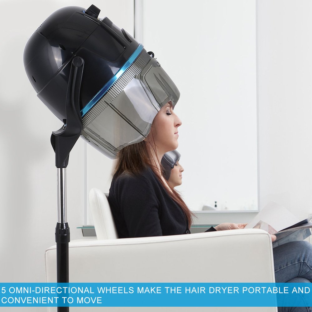 Professional Adjustable Hooded Hair Dryer with Timer & Wheels - Microdermabrasion Salon Equipment for Home & Spa Use - Perfect for Hair Treatments, Styling & Beauty Therapy