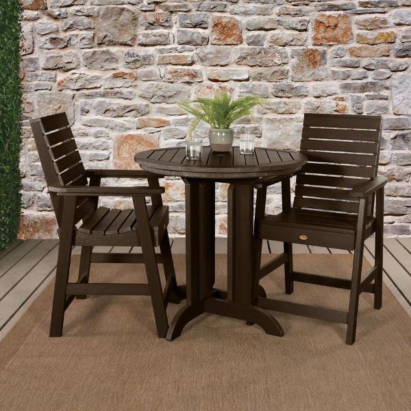 Weather-Resistant 3-Piece Round Counter Height Outdoor Dining Set - Perfect for Patio, Deck, and Backyard Gatherings