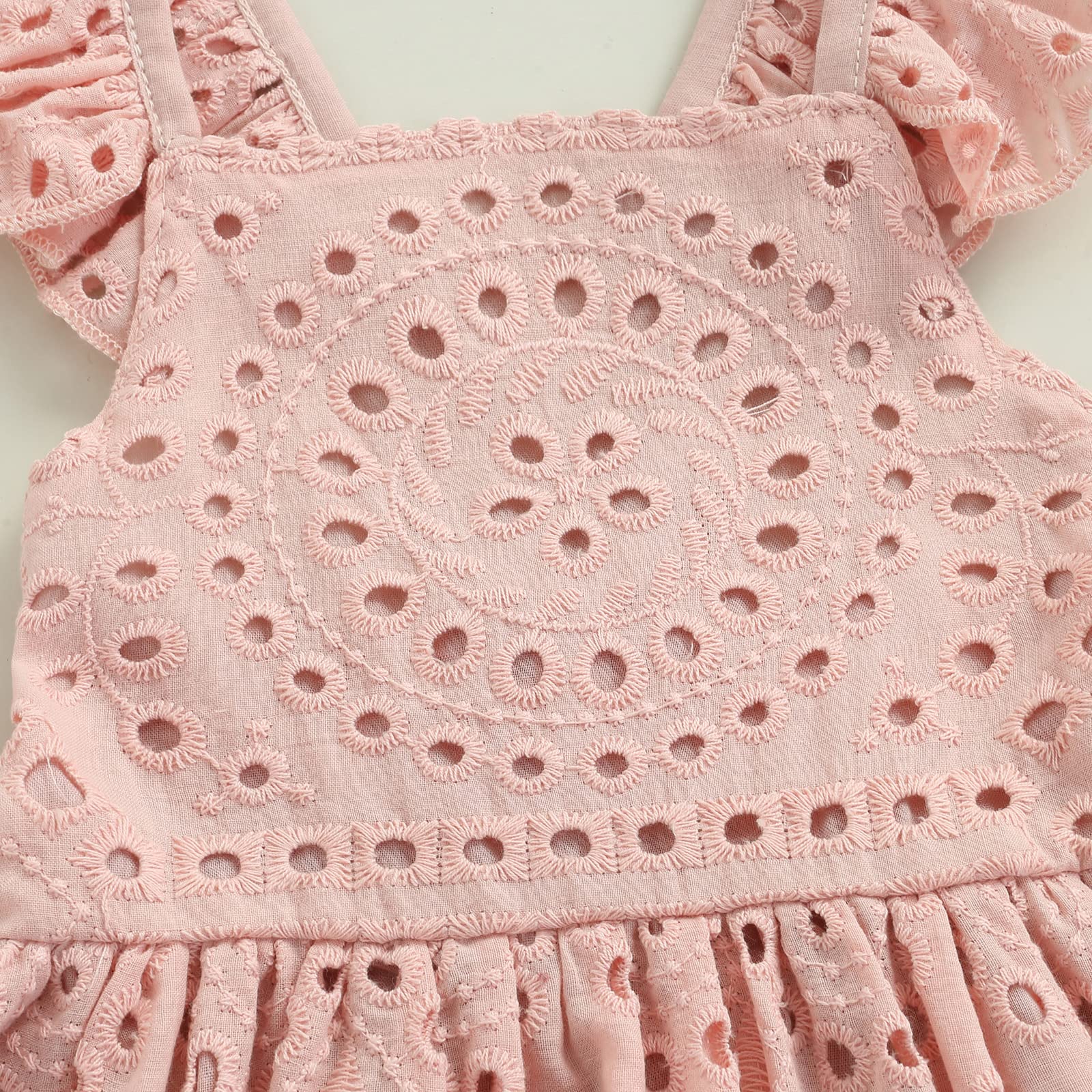 Boho Linen Lace Baby Girl Dress - Toddler Summer Sundress Outfit for Girls | Perfect for Beach, Party & Outdoor Play