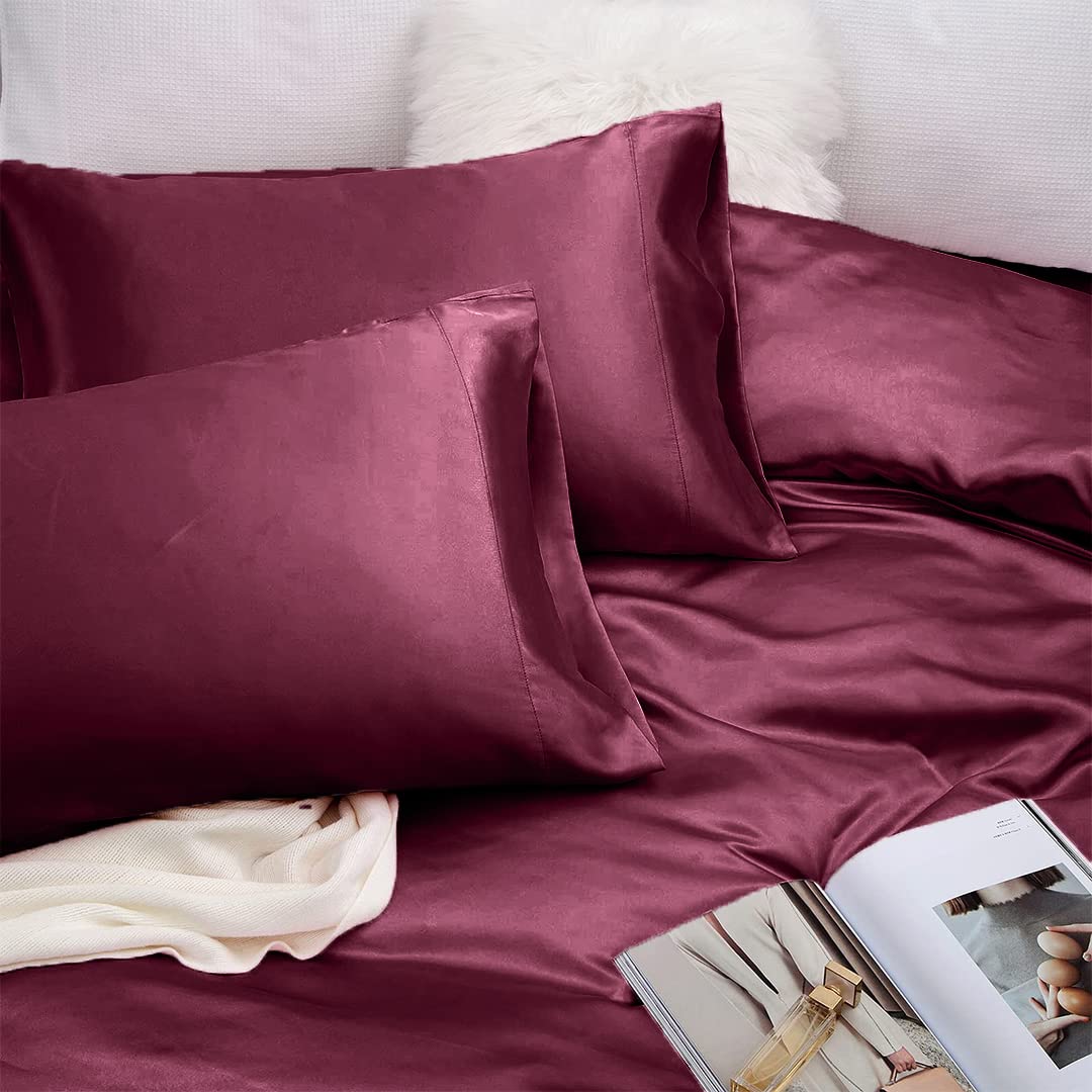 Luxury 6-Piece Silk Satin Bed Sheet Set with 19