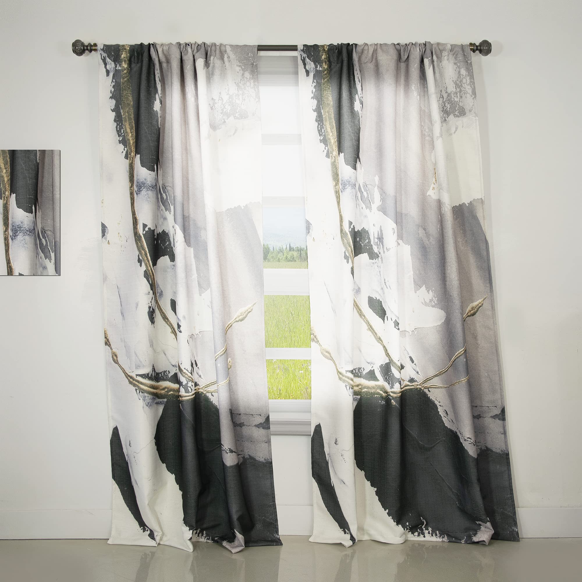 Glam Painted Arcs II Thermal Insulated Curtains - Single Panel 52x95 Inches - Blackout Drapes for Bedroom & Living Room - Elegant Home Decor for Windows, Perfect for Privacy & Light Control