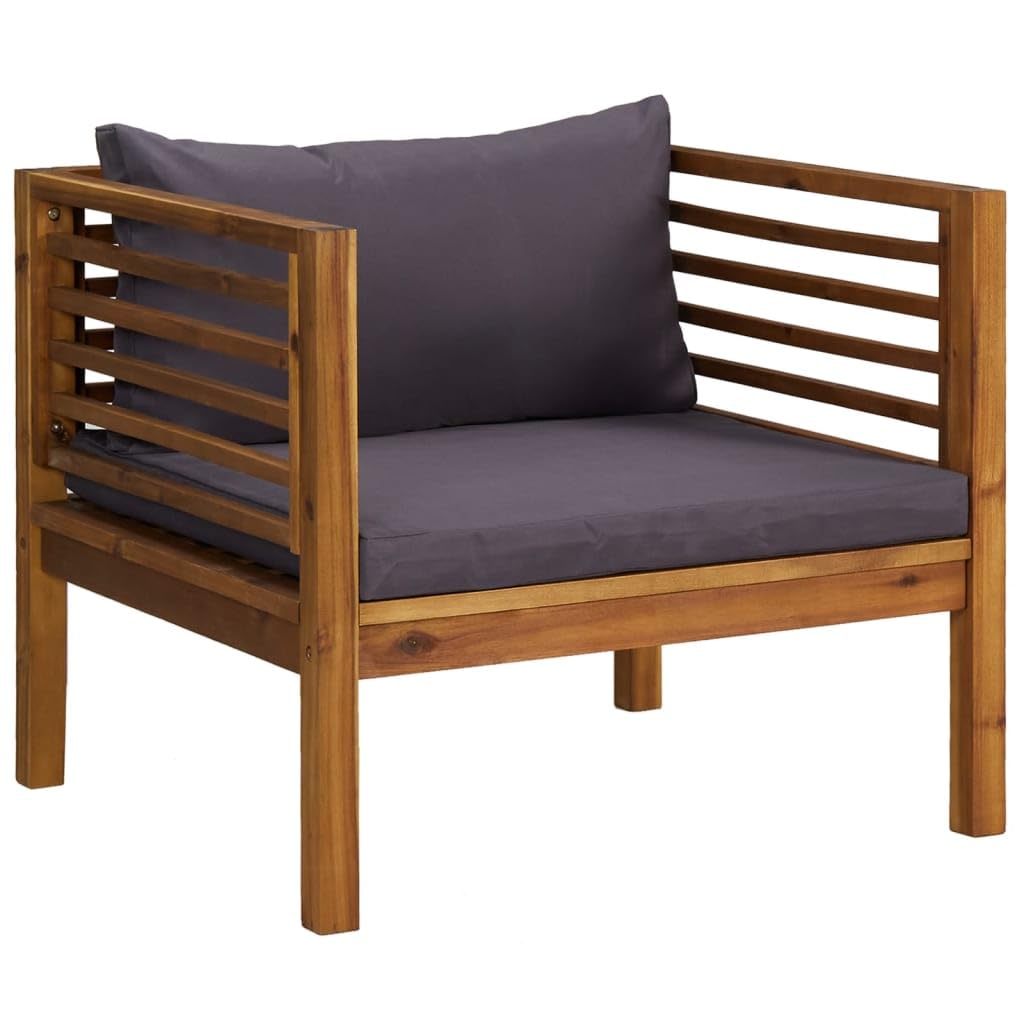 vidaXL 5-Piece Patio Lounge Set - Outdoor Garden Furniture, Sectional Sofa with Cushions, Acacia Wood Corner Sofa in Retro Style - Perfect for Backyard, Poolside & Patio Relaxation
