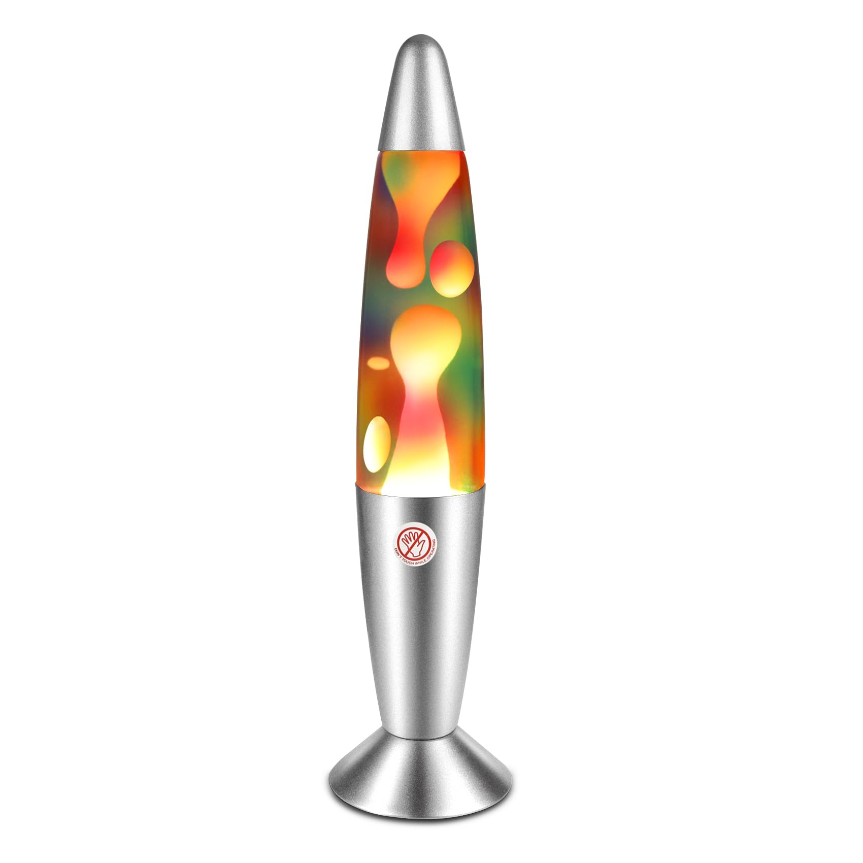13.5 Inch Colorful Magma Motion Lamp with Rainbow Effect & Silver Base - Multicolor Mood Lighting with White Wax in Clear Liquid for Home Decor, Christmas & Birthday Gifts | Perfect for Bedrooms, Living Rooms, Offices & Relaxation Spaces