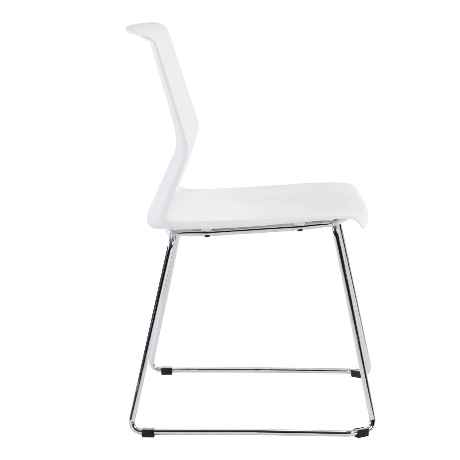 4 Pack Stackable White Chairs - Sturdy Office Guest Chairs Without Wheels for Conference Room, Dining Room, Classroom & Lobby - Perfect for Space-Saving Storage & Multi-Purpose Seating