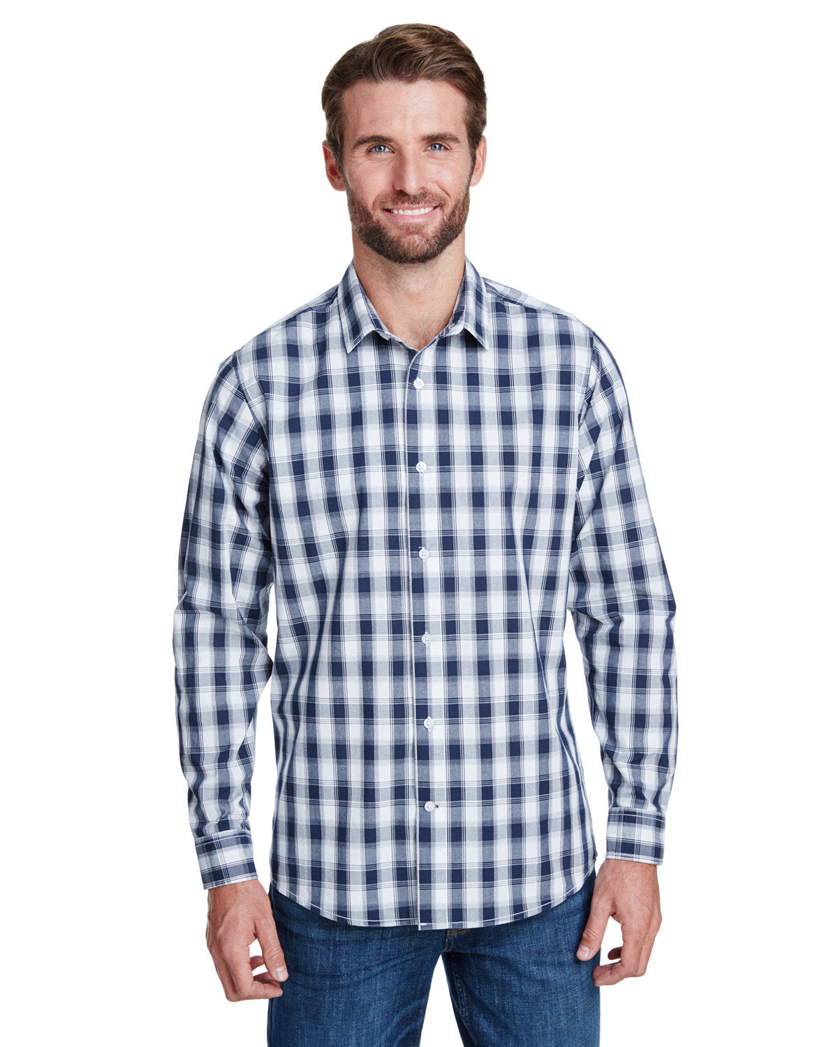 Reprime RP250 Men's Mulligan Check Long Sleeve Cotton Shirt - Artisan Collection for Casual & Business Wear - Perfect for Office, Outdoor & Date Nights