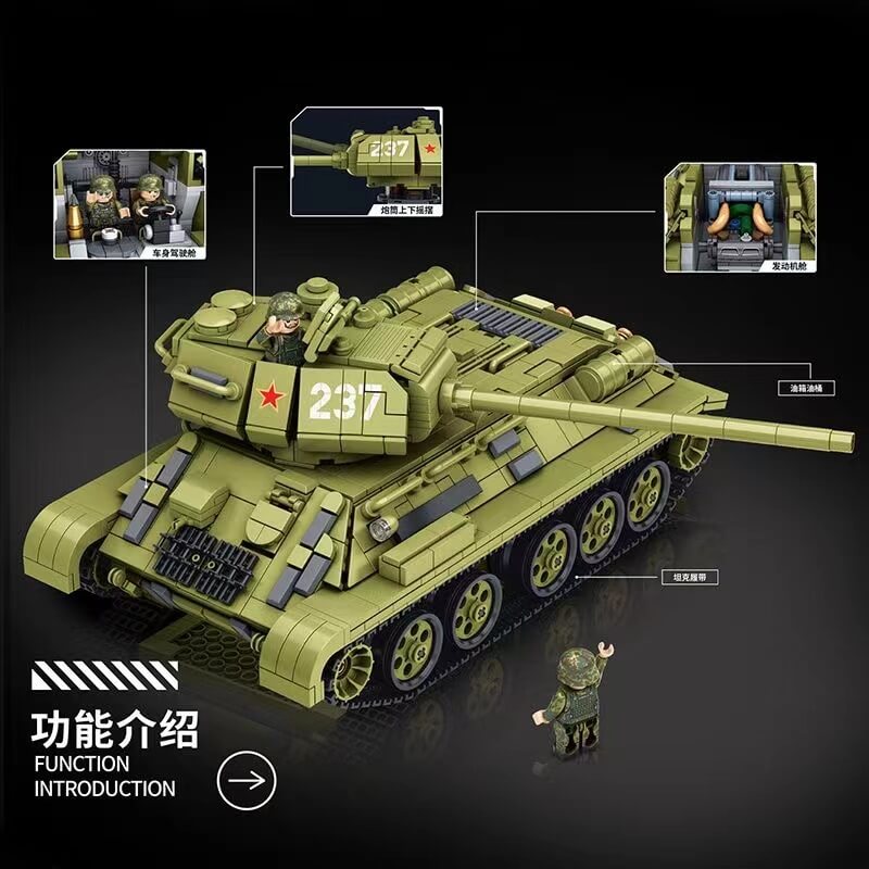 Panlos 632012 T-34 Tank Building Blocks Set - Military Model Kit for Adults & Kids - Perfect for Collectors, DIY Projects, and War History Enthusiasts | Great for Display, Gifts, and Educational Play