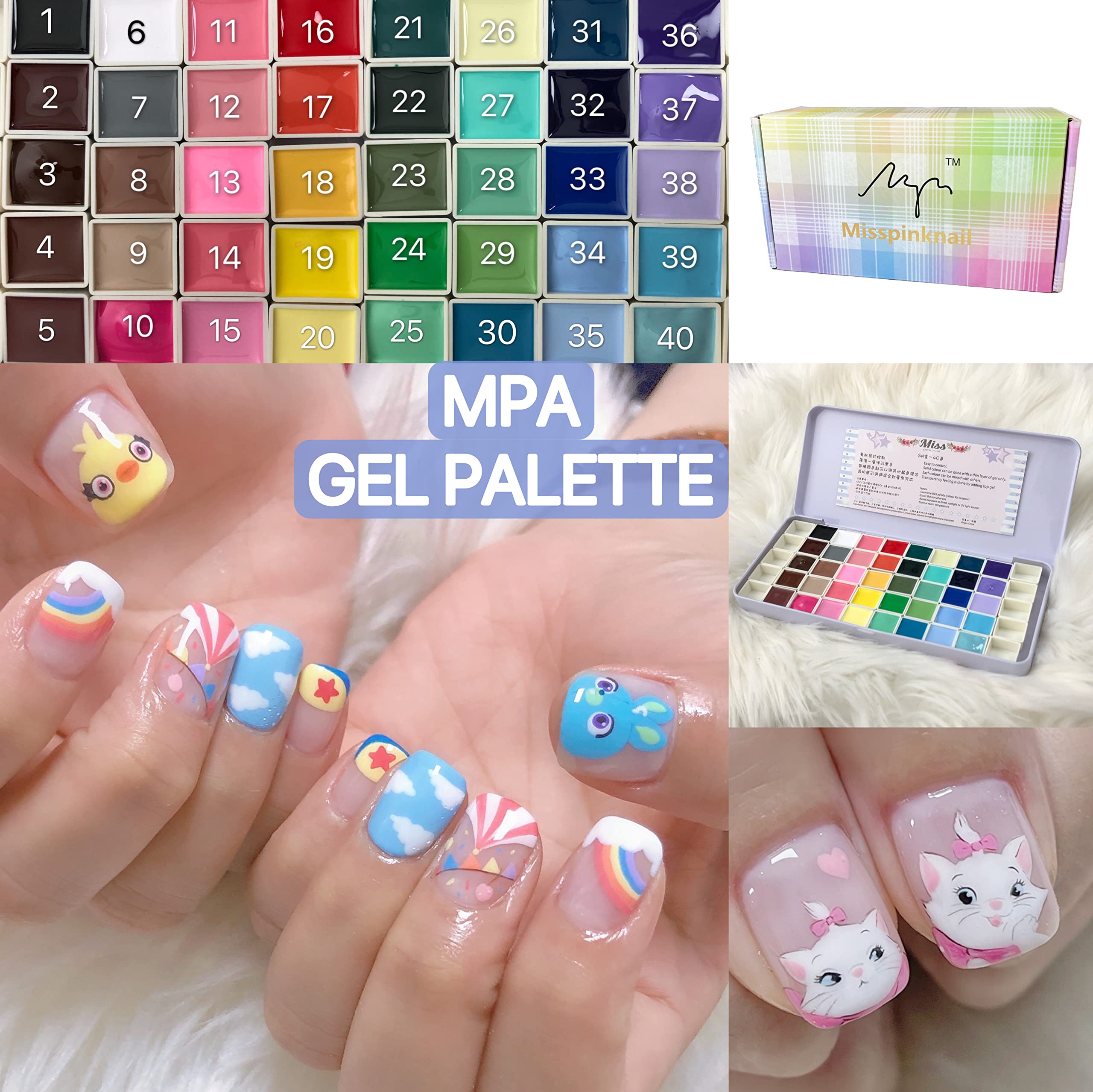 40 Colors UV LED Gel Palette for Nail Art - DIY Painting Gel with Individual Squares | Perfect for Salon, Home Manicure & Nail Design Practice