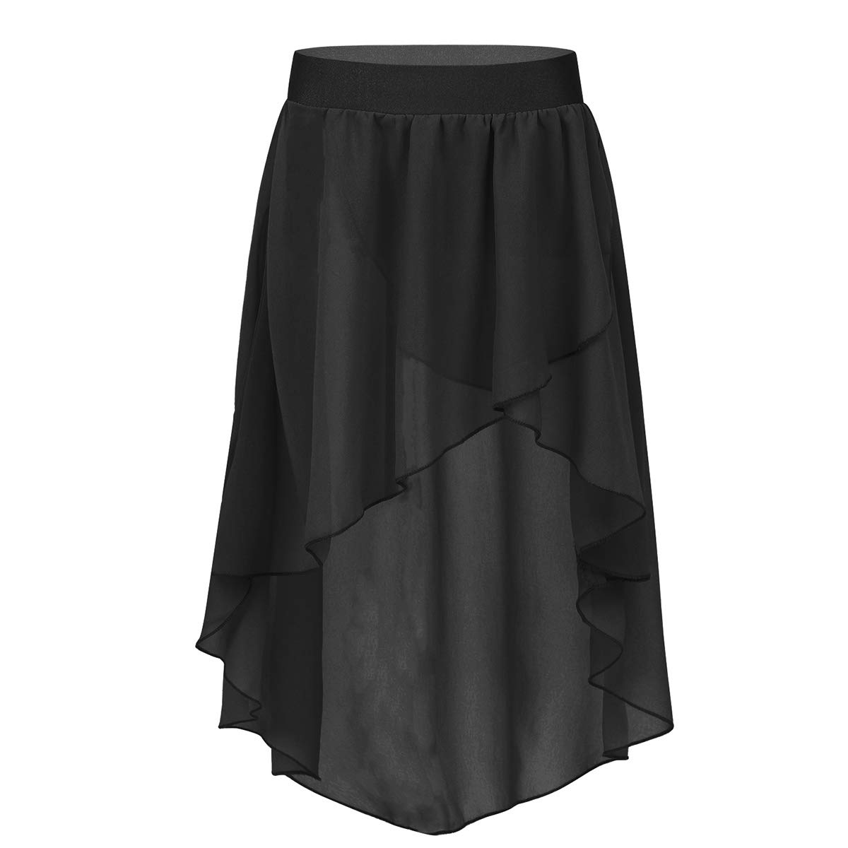 Agoky Girls' Chiffon Hi-Low Dance Skirt - Lyrical Ballet Jazz Latin Dance Dress for Studio Practice & Performance - Perfect for Recitals, Competitions & Dance Classes