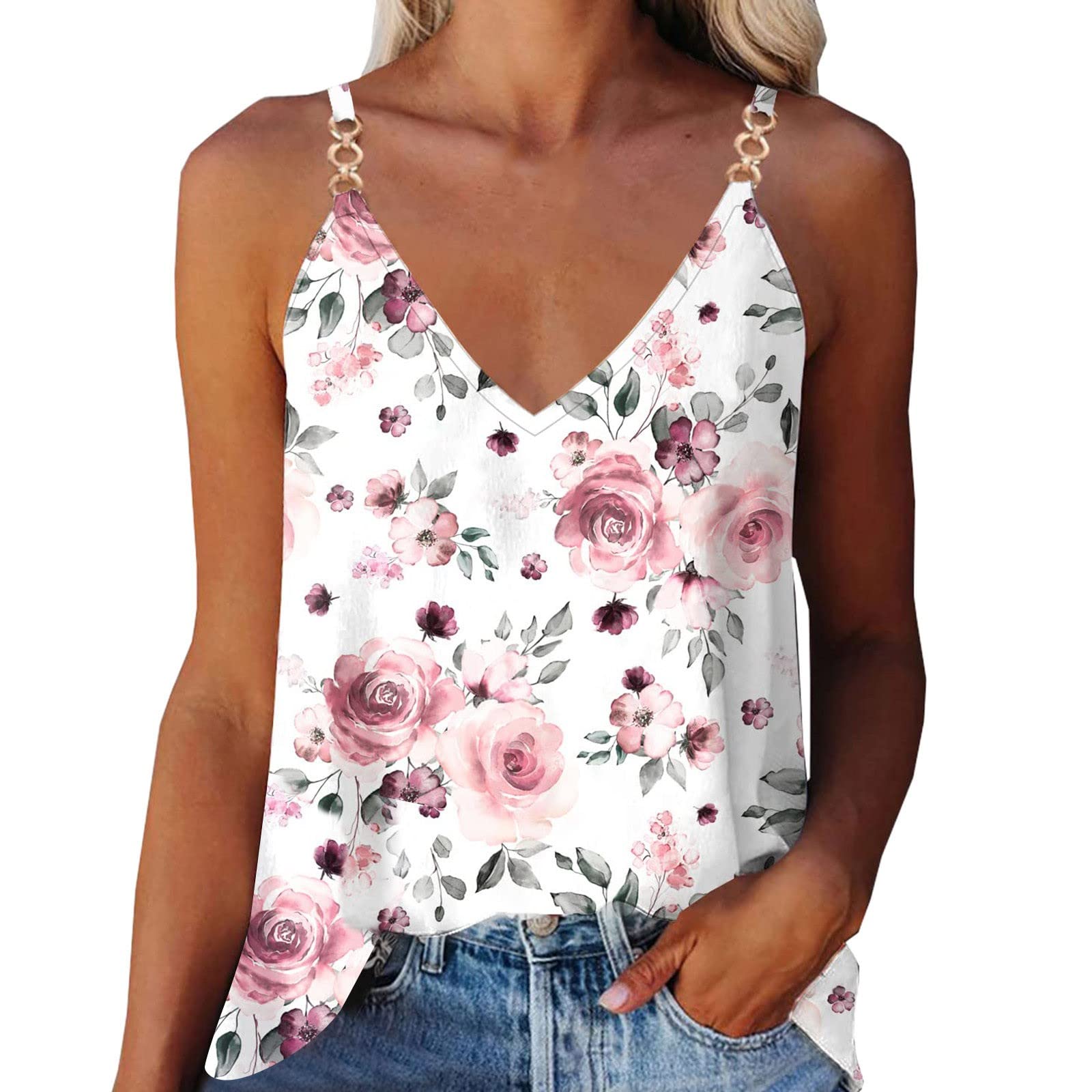 Women's Summer Fashion Tank Tops - Trendy Loose Fit Cute Printed Blouses for Casual Outings, Beach Wear & Vacation Essentials