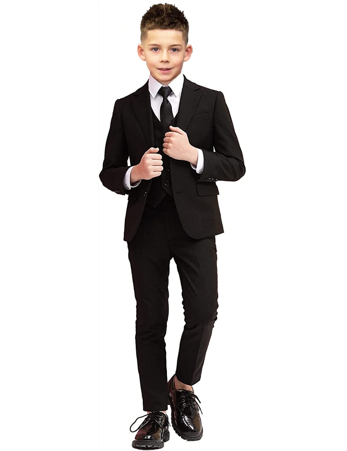 Boys Slim Fit 3-Piece Formal Suit Set - Classic Wedding Party Blazer Vest & Pants Outfit for Kids - Perfect for Weddings, Prom, Graduation & Special Occasions