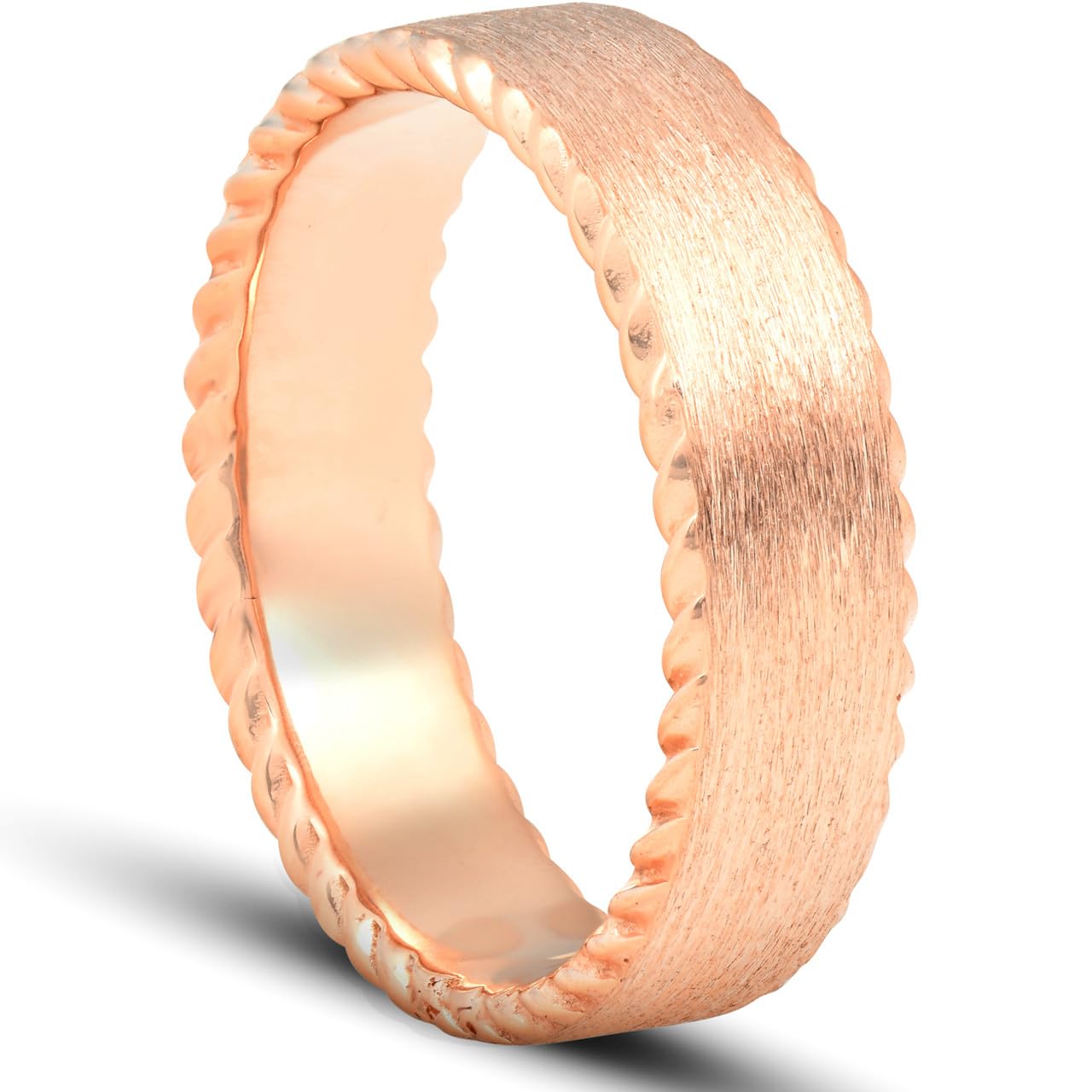 10K Rose Gold 6MM Comfort Fit Braided Brushed Wedding Band for Men - Durable & Stylish Ring for Weddings, Anniversaries, and Special Occasions