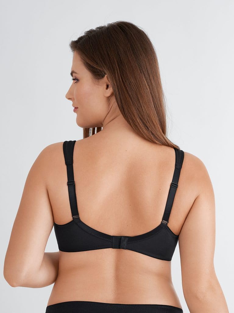 Felina Pure Balance Molded Wire-Free Bra - Comfortable Support for Full Bust (Black, 40E) | Perfect for Everyday Wear, Work & Yoga