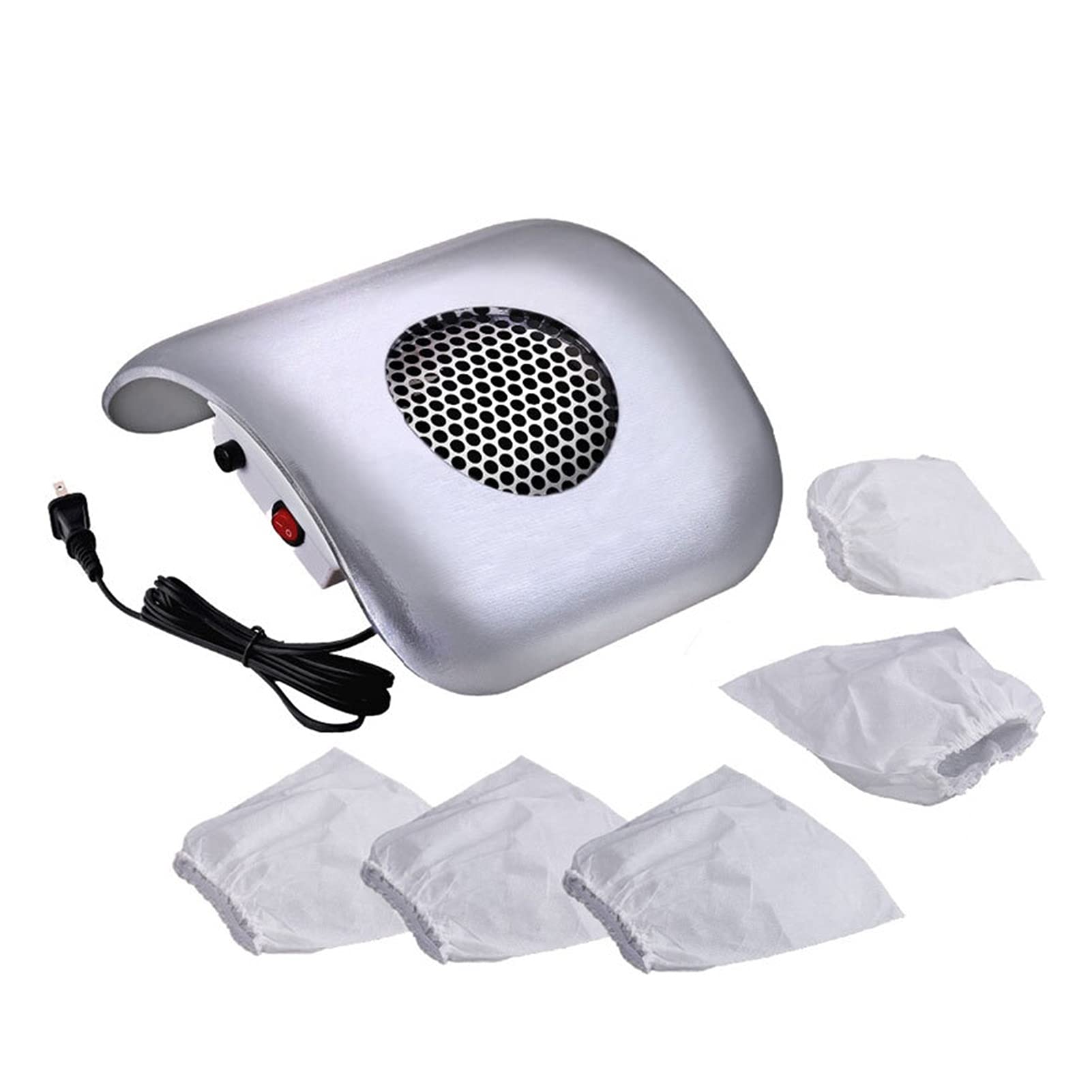 ZEFS ESD Nail Dust Collector - 23W Powerful Suction Manicure Vacuum Cleaner with Fan | Professional Salon Tool for Dust Removal | Perfect for Nail Art, Acrylic & Gel Polish Application (Silver)