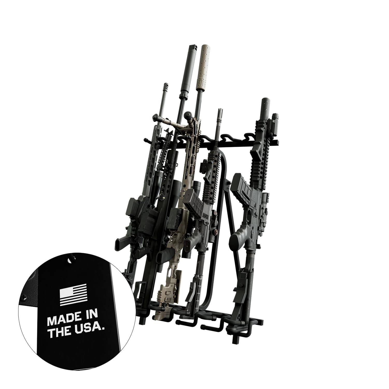 Portable Gun Rack for Rifles & Shotguns - Freestanding 6-Gun Storage Organizer | Folding Floor Stand for Shooting Range & Indoor Gun Storage | Made in USA | Perfect for Home Security, Hunting Trips & Firearm Enthusiasts
