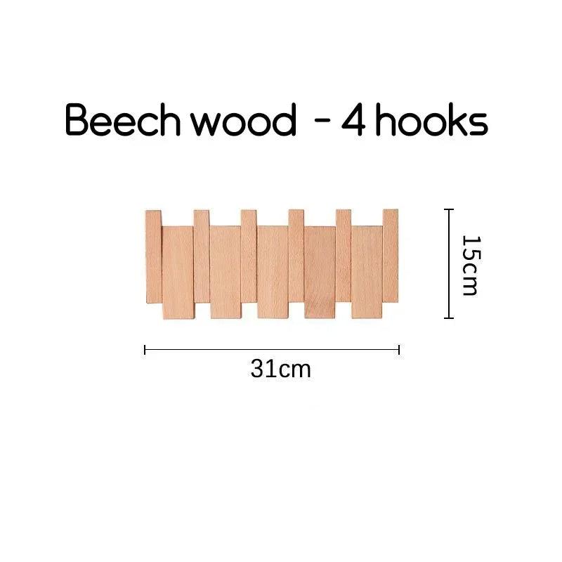 Solid Wood Wall Mounted Clothes Hanger Rack - Space Saving Storage for Bedroom, Closet & Laundry Room Organization
