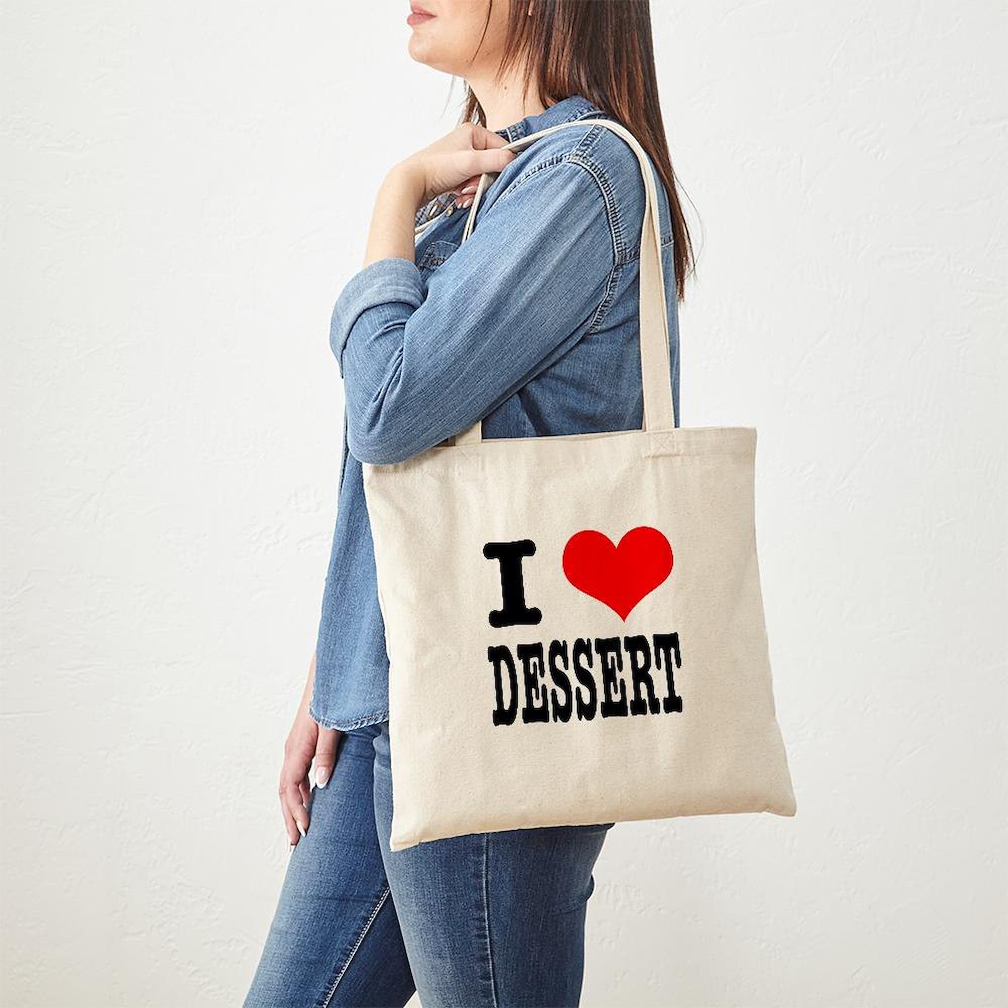 I Heart Dessert Tote Bag - Natural Canvas Reusable Shopping Bag for Groceries, Beach & Everyday Use | Eco-Friendly & Durable