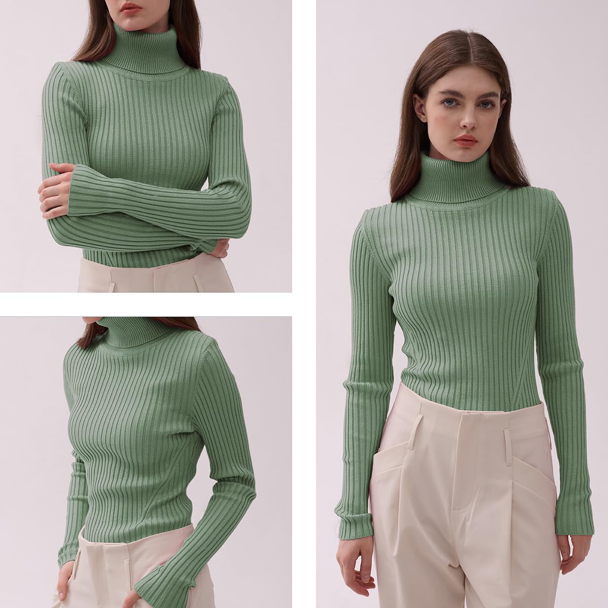 V28 Women's Ribbed Turtleneck Sweater - Sexy & Warm Fitted Knit Pullover for Fall Winter | Casual Office Wear & Date Night Outfits