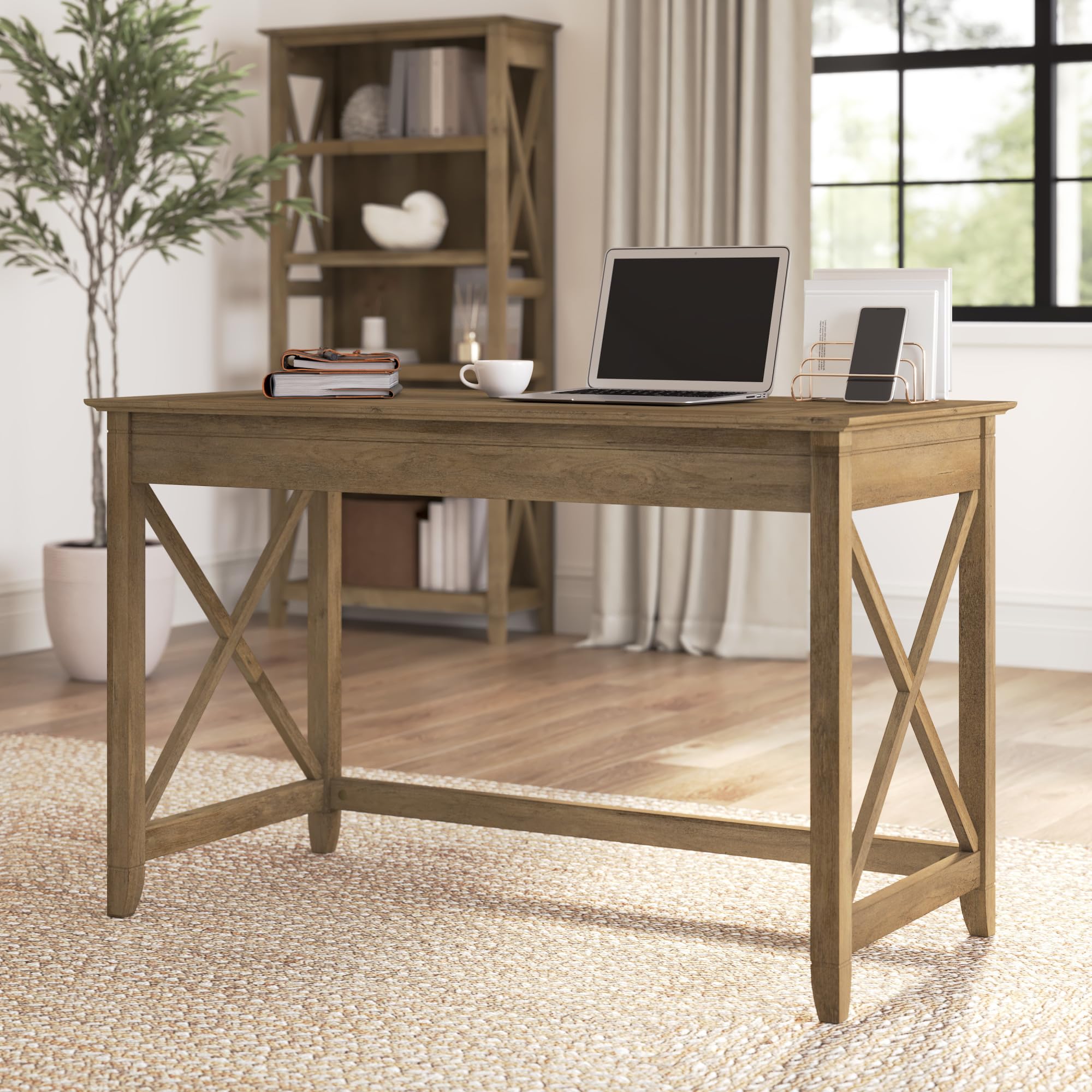 Bush Furniture Key West 48W Reclaimed Pine Writing Desk - Perfect for Home Office, Study Room & Small Spaces