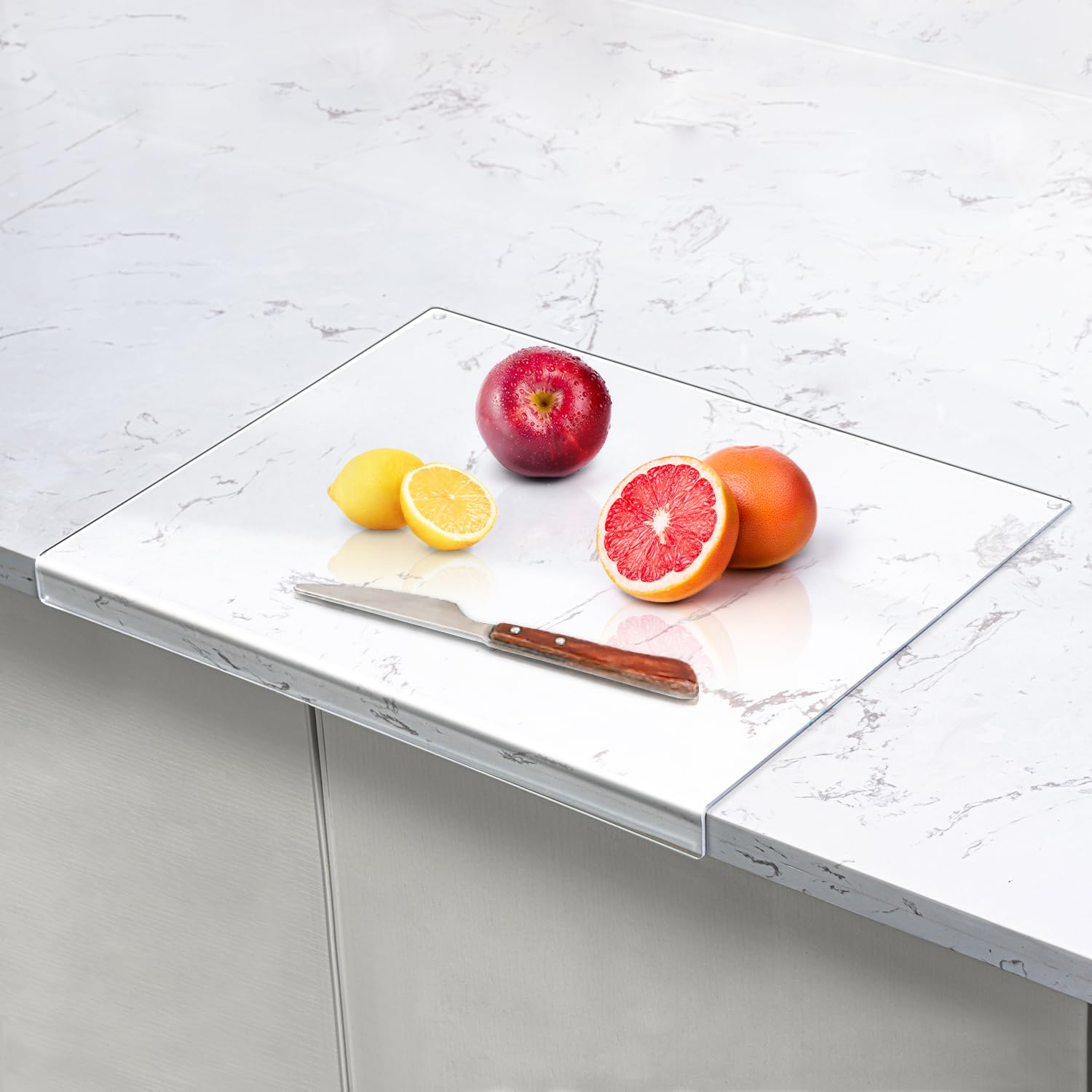 18x16 Inch Clear Acrylic Non-Slip Cutting Board with Counter Lip - Large Kitchen Chopping Board for Countertops, Food Prep & Decor - Perfect Housewarming Gift for New Homes (Ideal for Meal Prep, Entertaining & Daily Cooking)