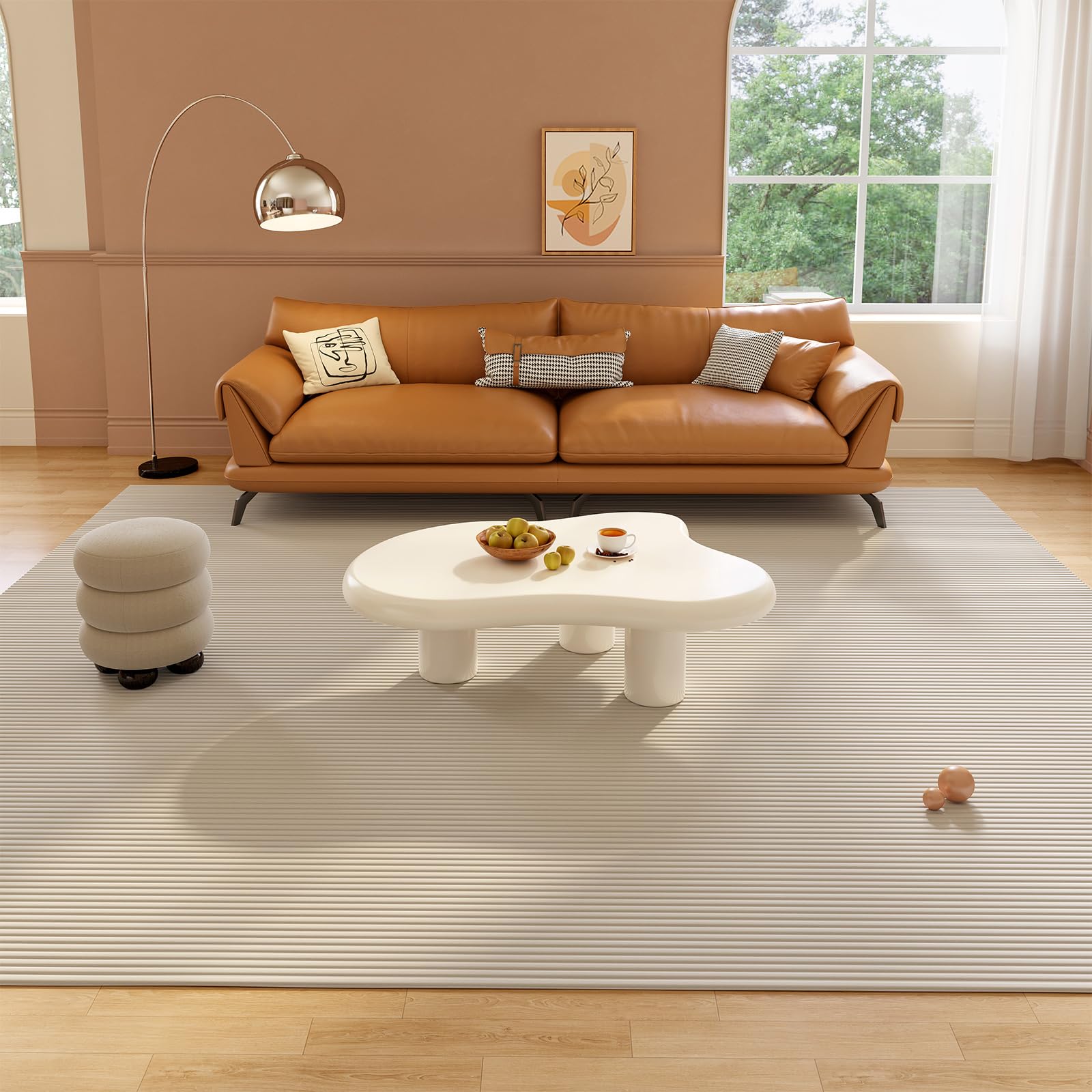 Modern White Cloud Coffee Table with 3 Legs - 41.02 Inch Small Living Room Table, Minimalist Home Decor Set (Milky White) - Perfect for Small Spaces, Apartments & Cozy Living Rooms