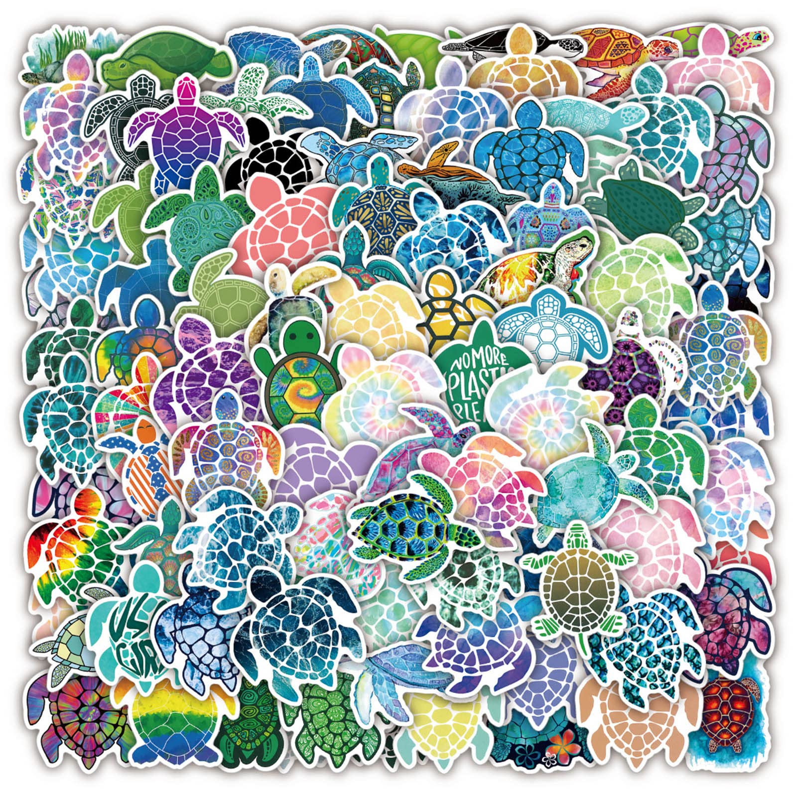 100pcs Waterproof Sea Turtle Stickers - Cute Colorful Vinyl Decals for Water Bottles, Laptop, Phone, Scrapbook, Car, Luggage, Guitar & Skateboard - Perfect for Summer Beach Theme, Ocean Lovers & DIY Crafts