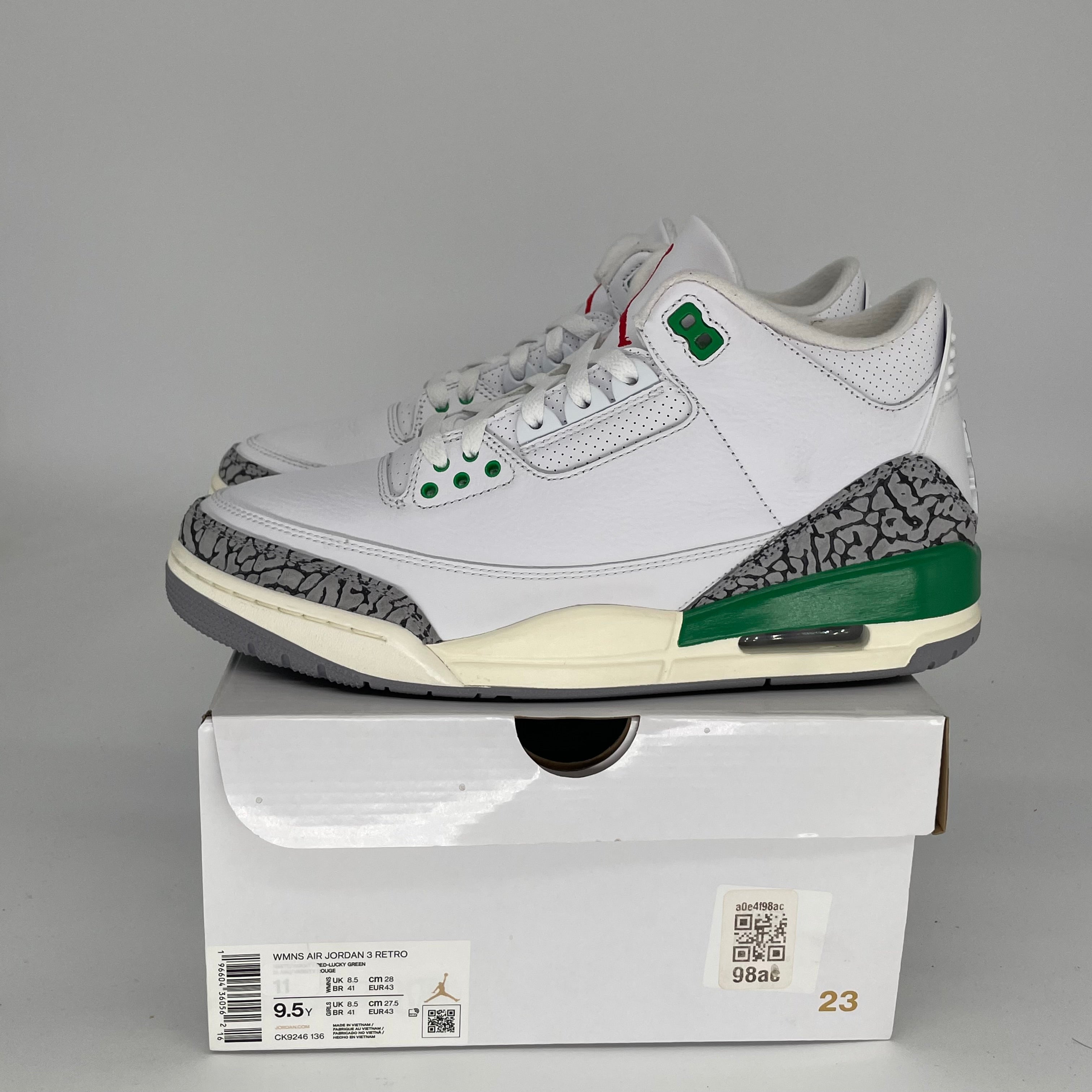 AIR JORDAN 3 Lucky Green Women's Basketball Shoes Size 9.5/11W - Style CK9246-136 | Retro Sneakers for Casual Wear, Gym & Street Fashion
