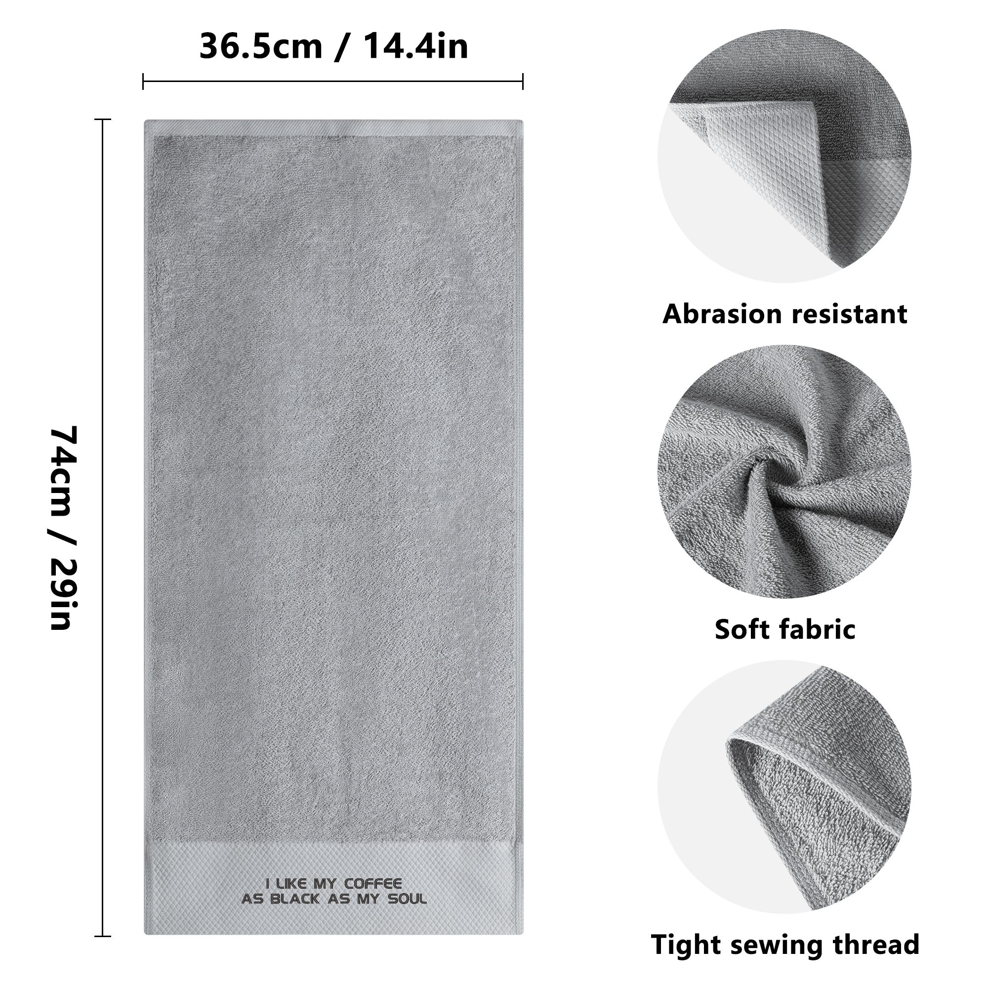 Black Coffee Inspired Long Towel - Soft & Absorbent Bath & Beach Towel for Coffee Lovers - Perfect for Home, Spa, Pool & Travel