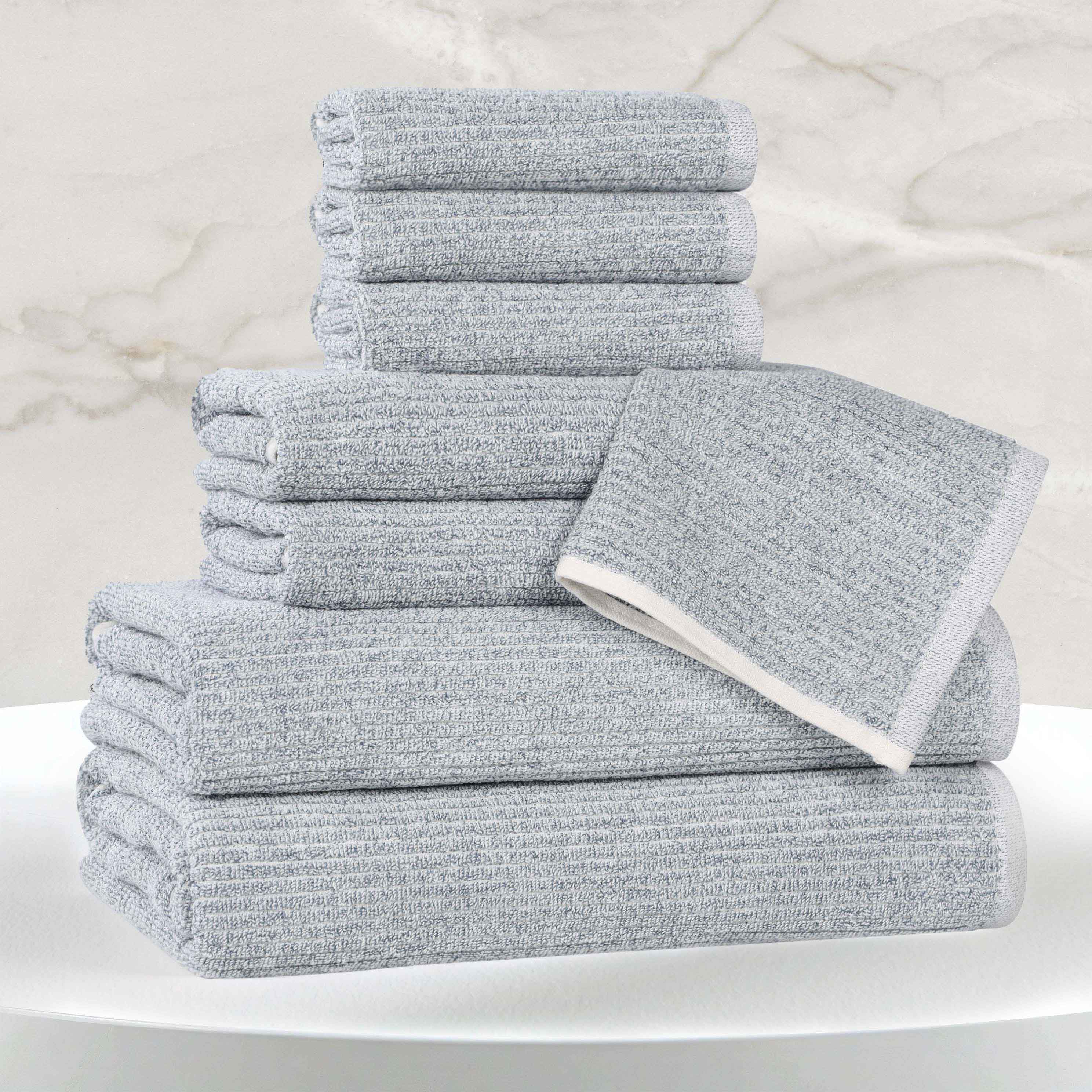 Premium 8-Piece Cotton Blend Ribbed Towel Set - Soft, Absorbent & Durable Bath Towels for Spa, Gym, and Luxury Home Use