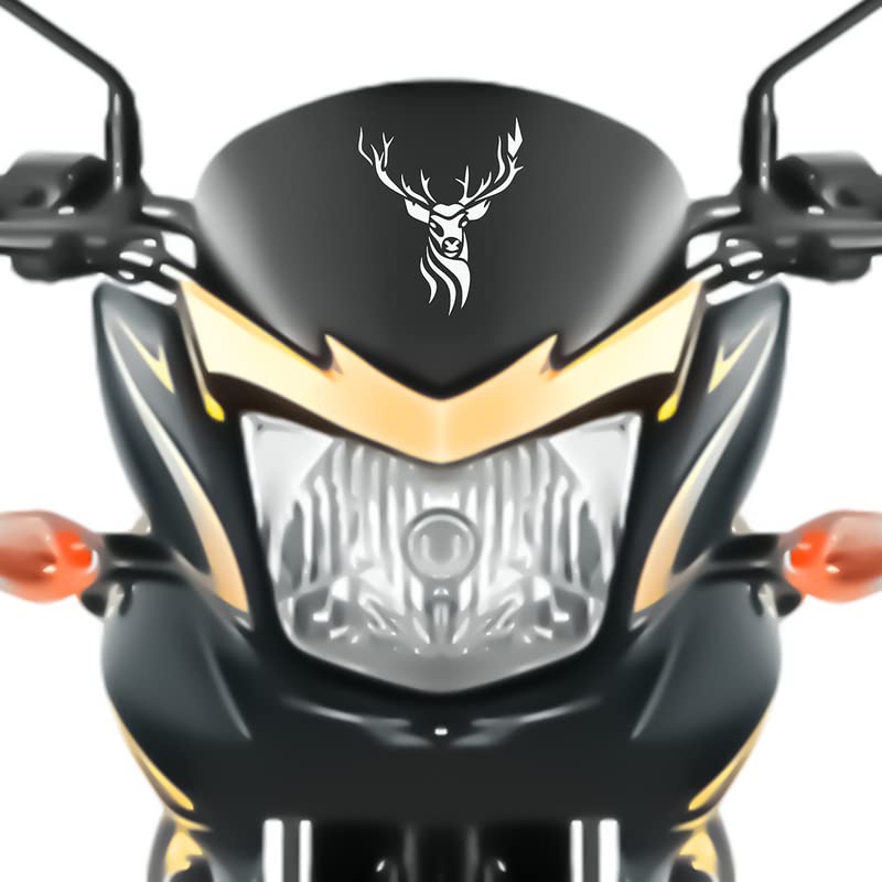 Dikoria Deer Bike Sticker - 6x6 Inch White Vinyl Decal for Racing Bikes, Sports Bikes, Scooters, and Motorcycles - Waterproof & Durable - Perfect for Customizing Your Ride or Adding Personal Style to Helmets and Gear