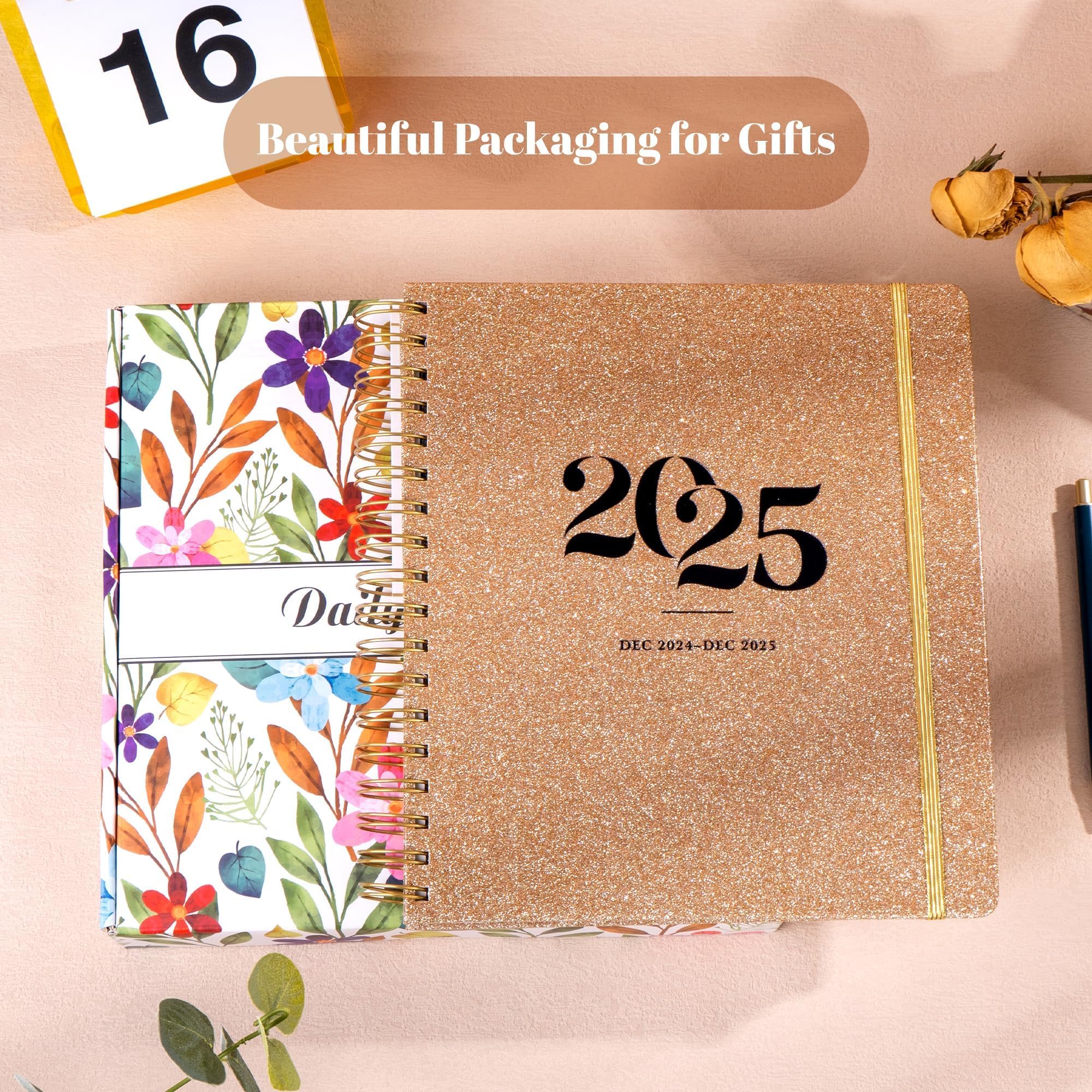 2025 Weekly & Monthly Planner - Spiral Bound Hardcover Calendar (Dec 2024-Dec 2025) - 8.3