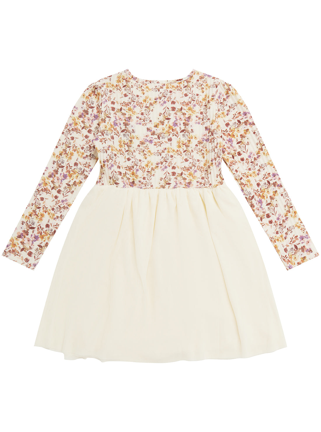 Floral Print Mixed Fabric Dress for Girls Size 2-7 | Summer Casual Party Wear | Perfect for Birthday, School & Outdoor Activities