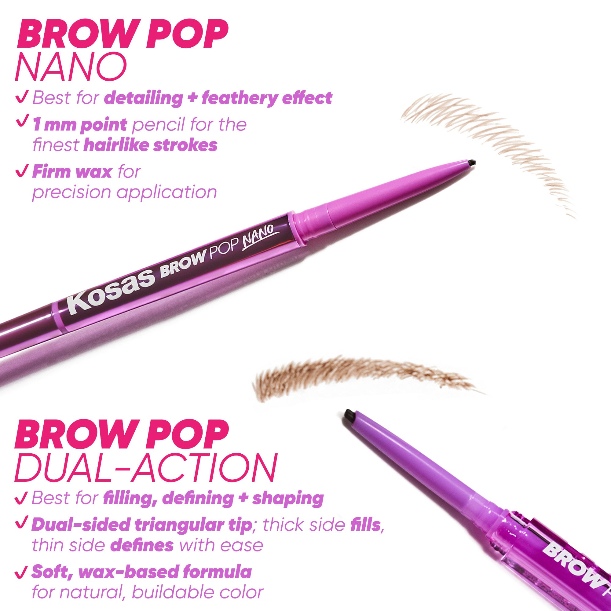 Brow Pop Nano Ultra Fine Detailing Pencil - Natural Looking Eyebrow Pencil for Precise Hair Strokes & Defined Brows - Perfect for Everyday Makeup & Professional Use