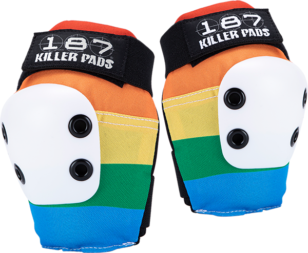 187 Slim Elbow Pads for Women & Men - Lightweight Rainbow Color Elbow Protection for Cycling, Skateboarding, Volleyball & Workouts - Breathable Comfort Fit Sports Gear