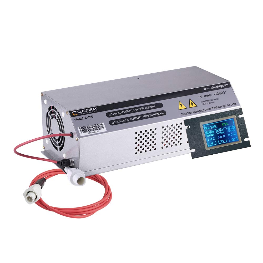 Cloudray CO2 Laser Power Supply 120W 150W 180W AC90-250V with LCD Screen - Replacement Part for CO2 Laser Engraver & Glass Tube - Perfect for DIY Laser Cutting, Engraving, and Marking Projects
