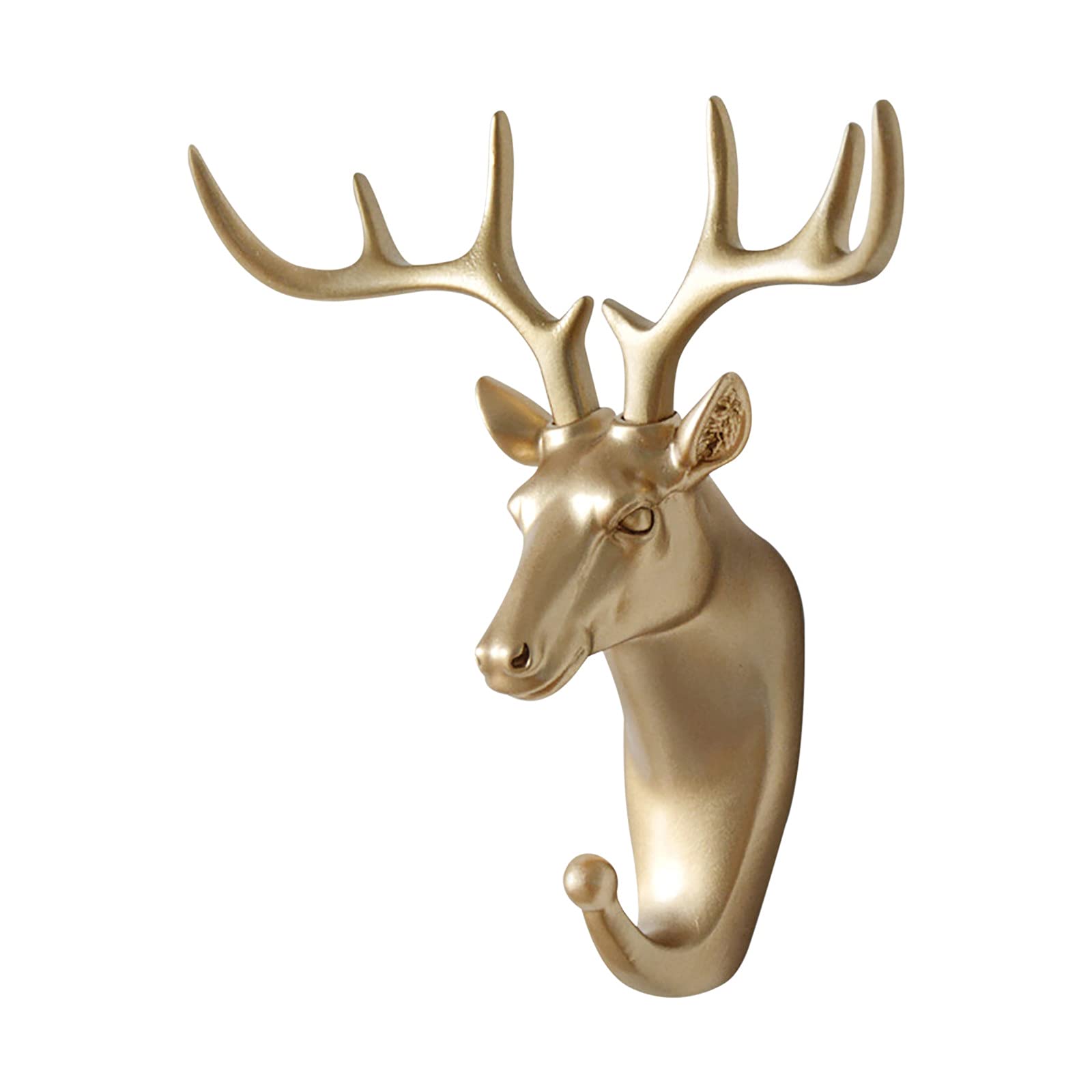 Deer Head Wall Hook - Gold Non-Punch Coat Hanger for Home Organization | Creative Decorative Hooks for Coats, Hats & Keys | Perfect for Entryway, Bedroom & Closet Storage