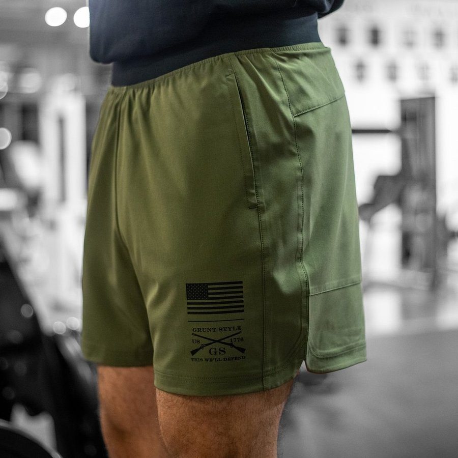 Men's Military Green Training Shorts - Lightweight, Breathable & Quick-Dry Workout Shorts for Gym, Running & Outdoor Sports