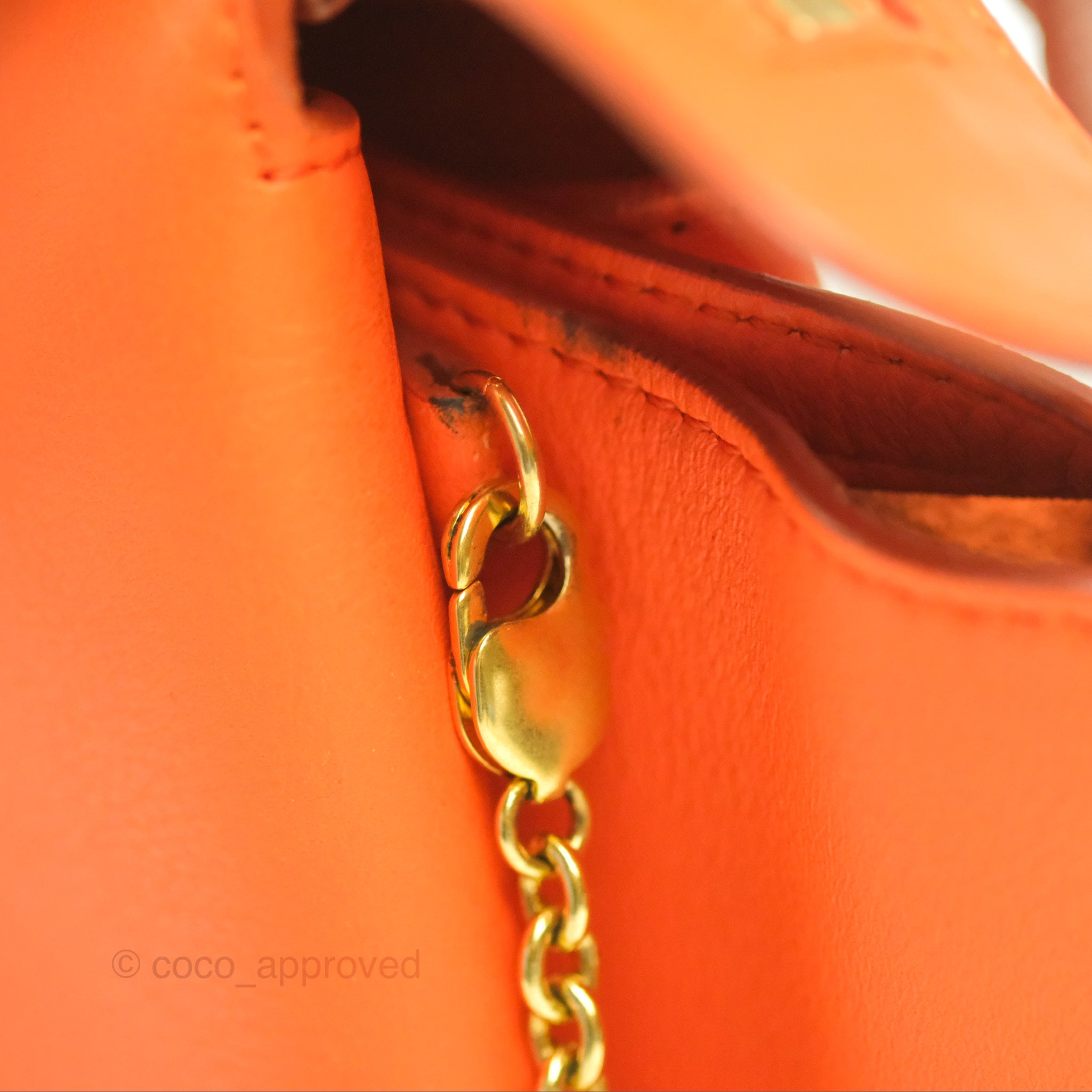 Celine Tri Fold Clutch on Chain - Orange Calfskin Leather Crossbody Bag for Women | Perfect for Evening Parties, Date Nights & Special Occasions