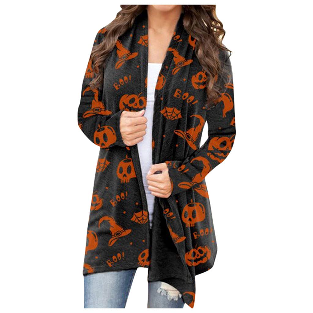 Women's Long Sleeve Halloween Shirts - Pumpkin Print Slouchy Loose Fit Comfy Tops for Fall & Cozy Outfits | Perfect for Halloween Parties, Autumn Layering & Casual Wear