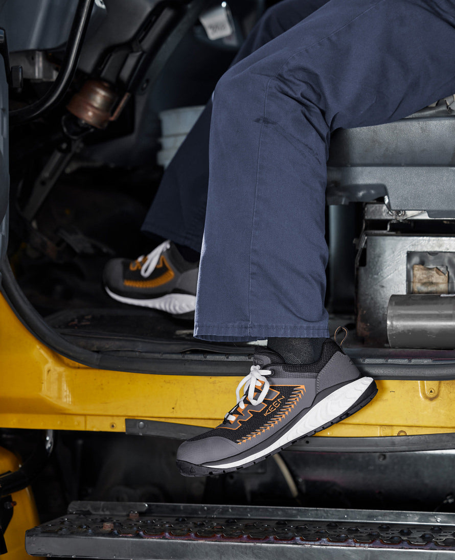 Men's Arvada Carbon Toe Work Sneakers - Black/Curry | Slip-Resistant Safety Shoes for Construction & Warehouse Workers