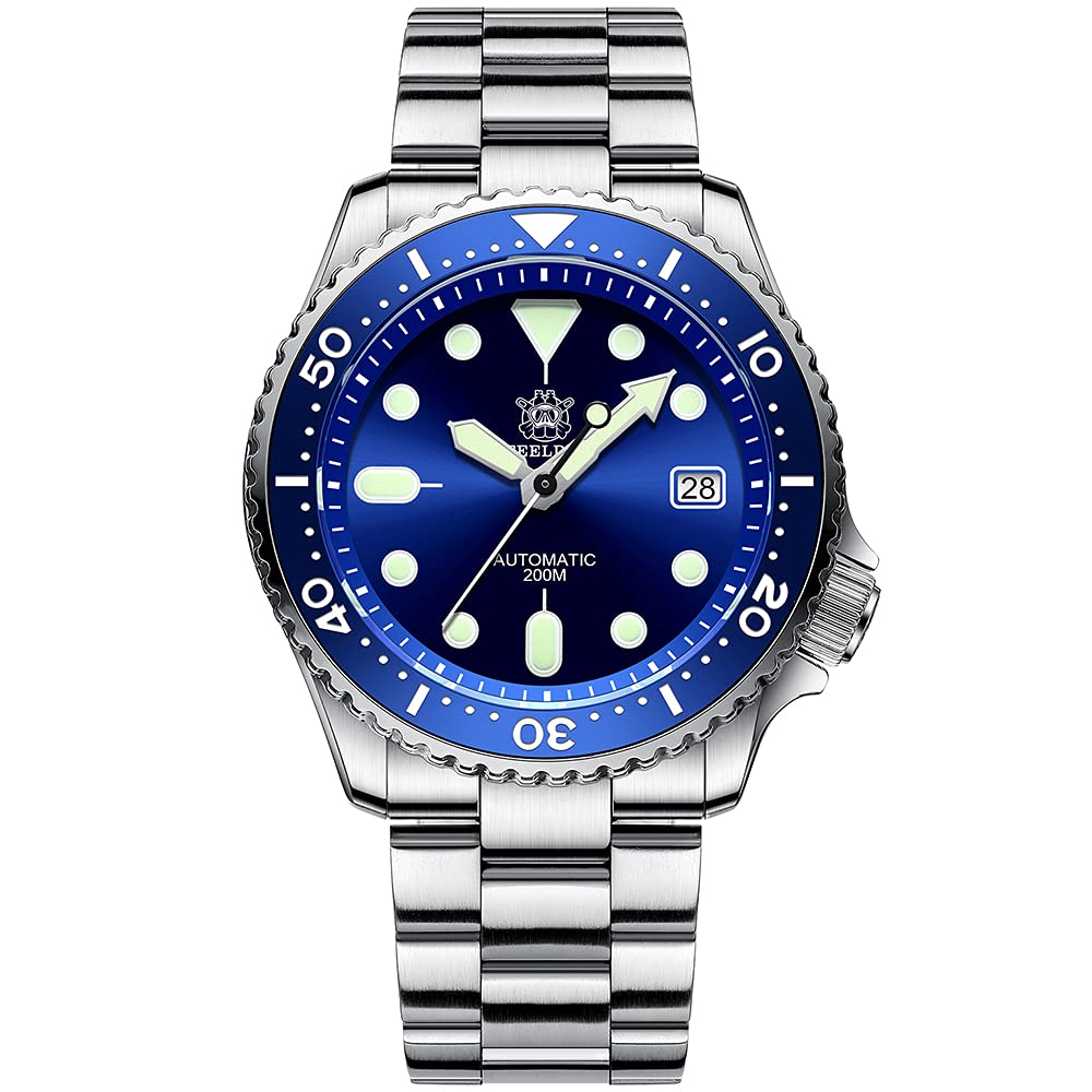 STEELDIVE Men's Automatic Diver Watch - 200m Water Resistant, NH35 Movement, Ceramic Bezel & Sapphire Crystal with C3 Luminous - Perfect for Scuba Diving, Swimming, and Outdoor Adventures
