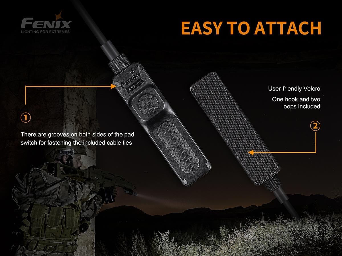 Fenix AER 02 V2.0 Tactical Remote Switch for Flashlights - Waterproof & Durable Push Button for Outdoor, Hunting, and Emergency Use