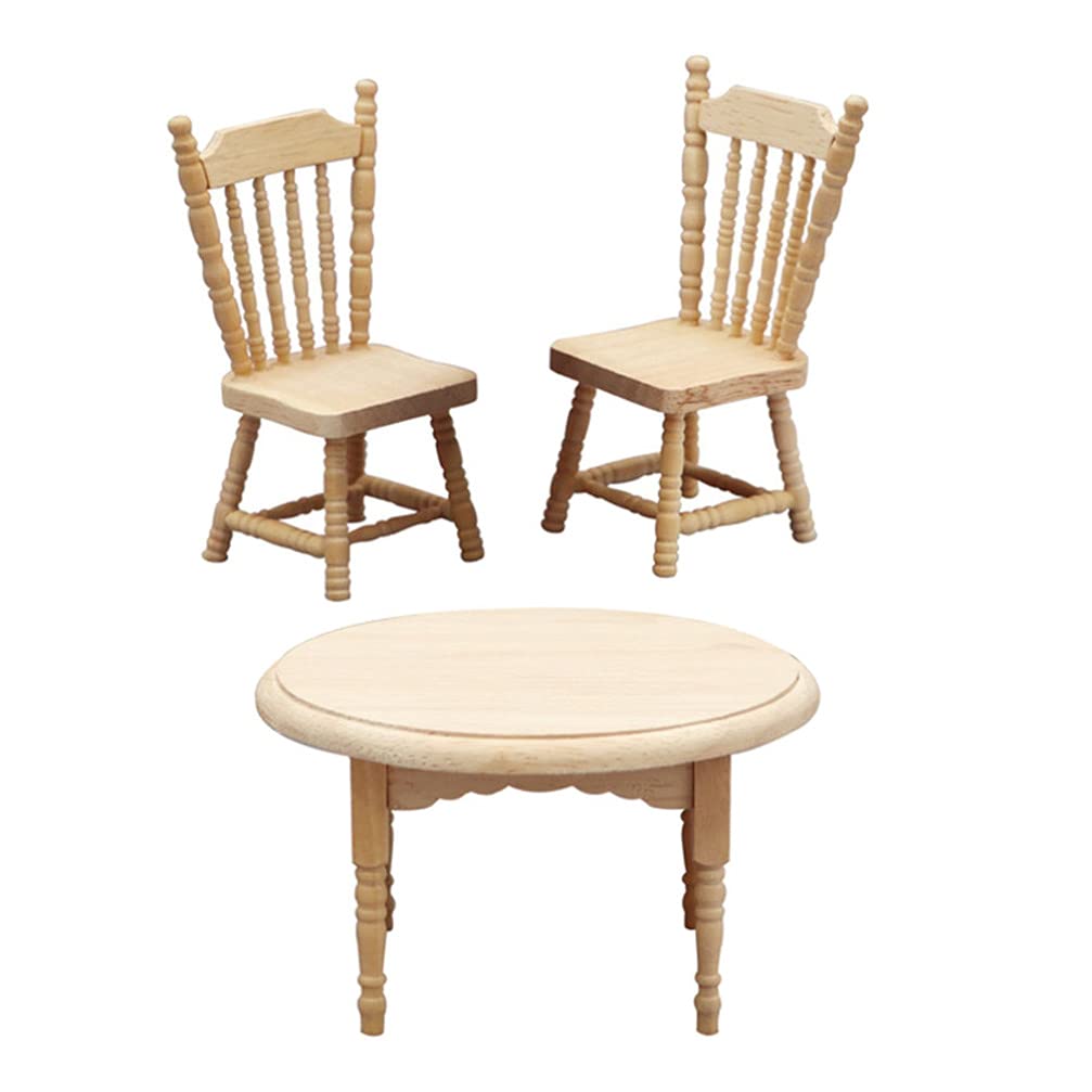 Balacoo Miniature Dollhouse Dining Set - Wooden Table & Chairs for Doll House Kitchen, Kids Pretend Play Toys | Perfect for Dollhouse Decor, Miniature Collectors & Children's Role Play Games