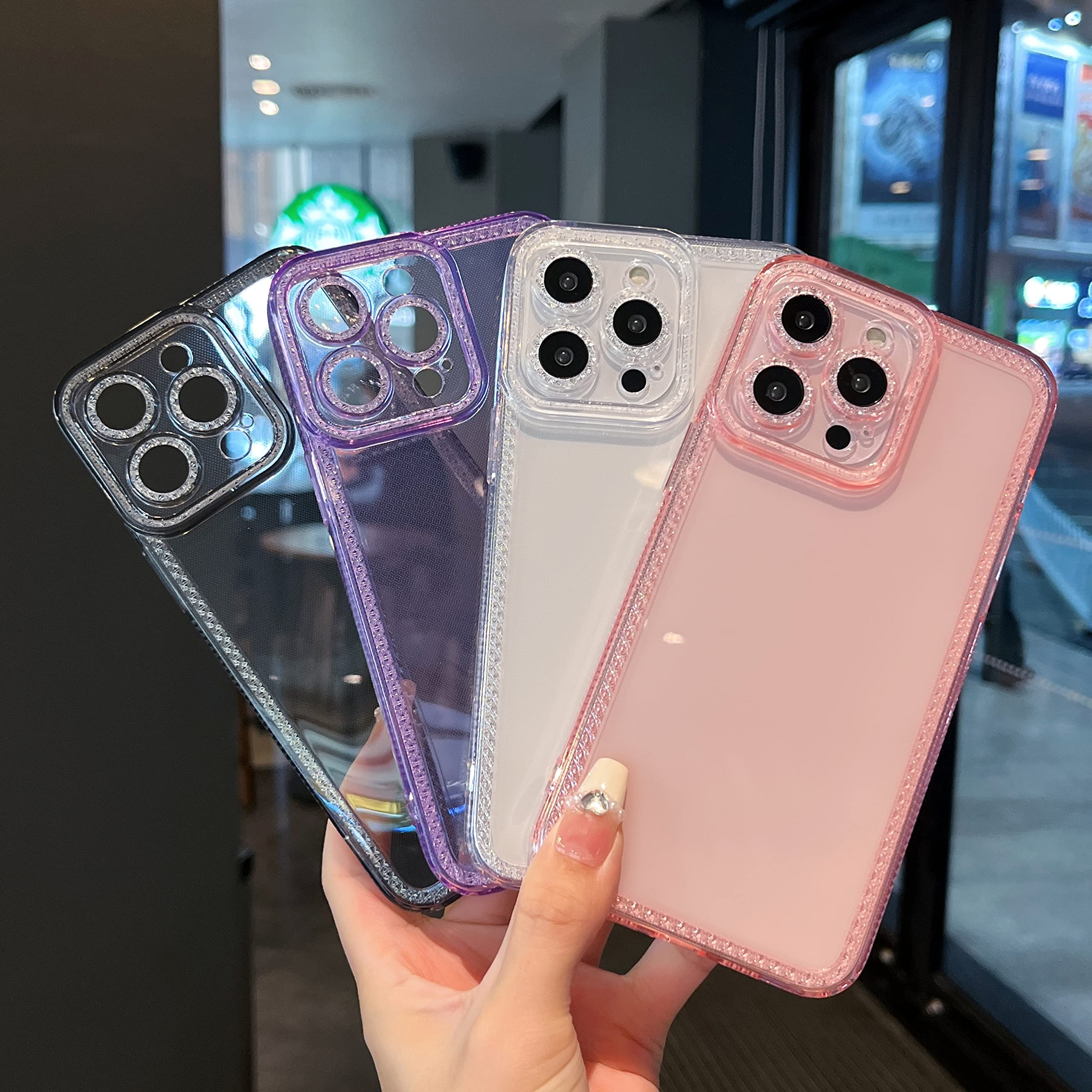 ZTOFERA Sparkly Cute Clear iPhone 13 Pro Case 6.1 inch - Glitter Bling Flexible Soft TPU Silicone Protective Cover for Women & Girls (Purple) | Perfect for Daily Use, Parties & Gifting