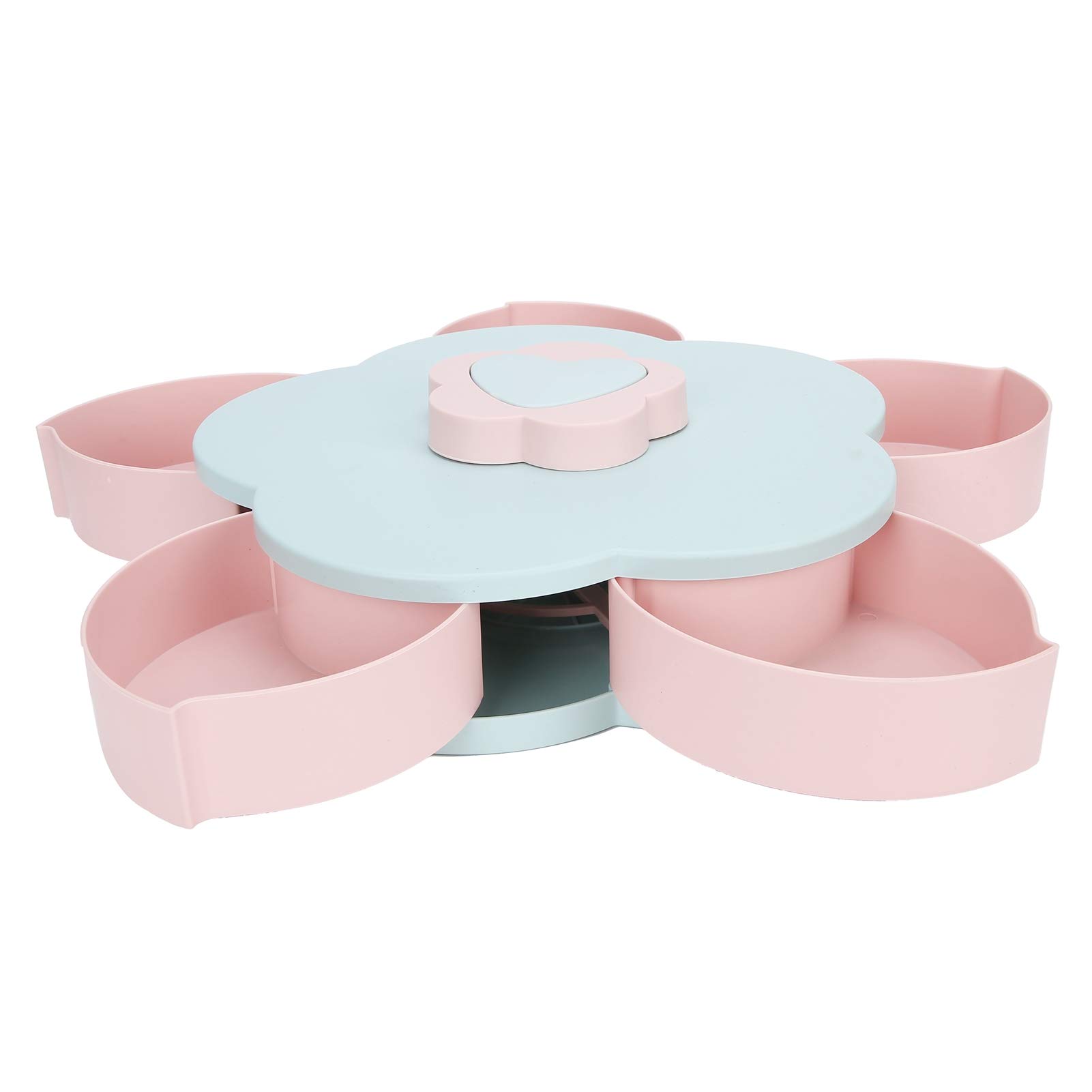 Rotating 5-Compartment Plastic Snack Tray - Fruit Storage Box, Candy Dish & Nut Serving Platter for Weddings, Parties & Home Entertaining | Durable Kitchen Organizer for Snacks, Treats & Appetizers