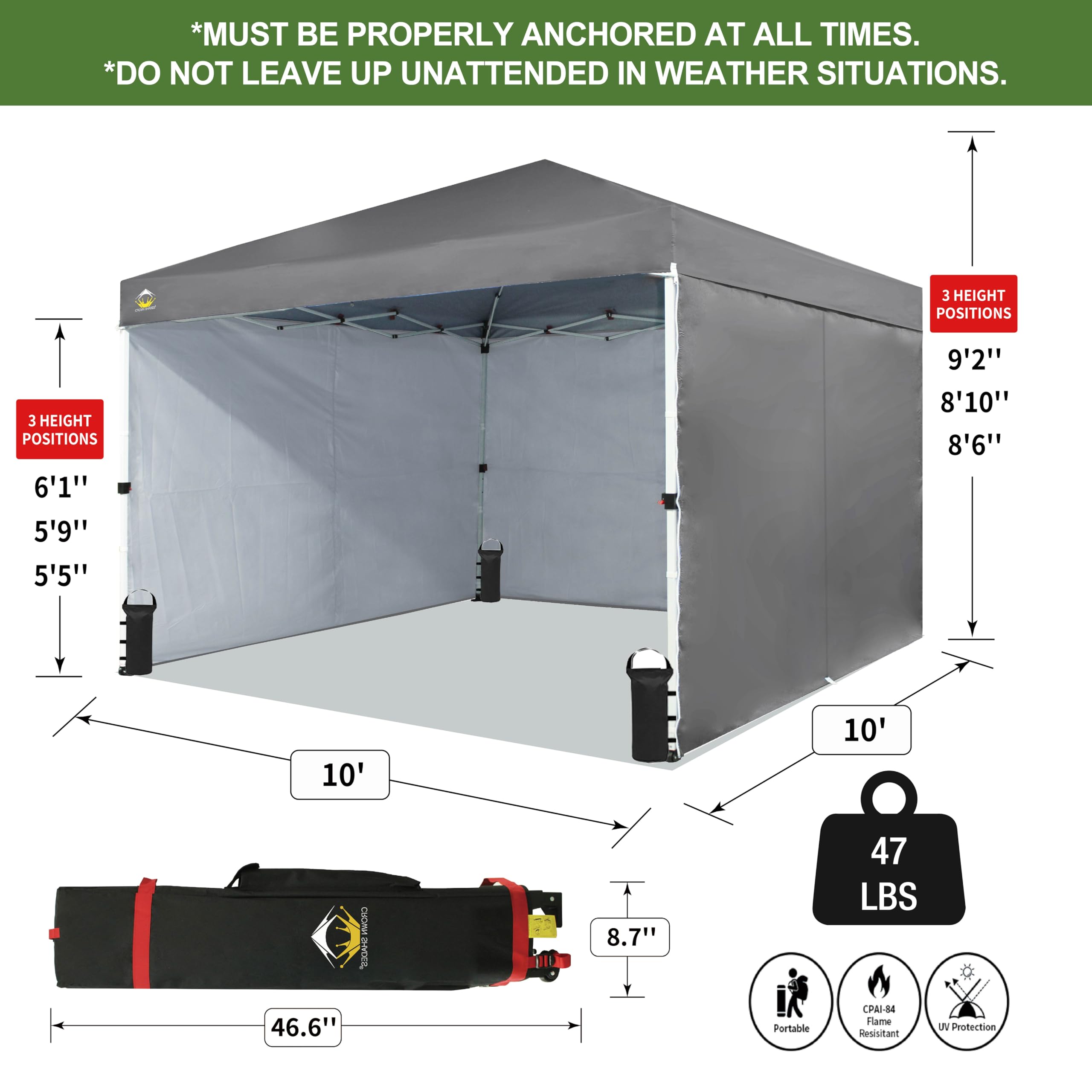 10x10 Pop Up Canopy Tent with Sidewalls - Instant Setup for Outdoor Events & Markets