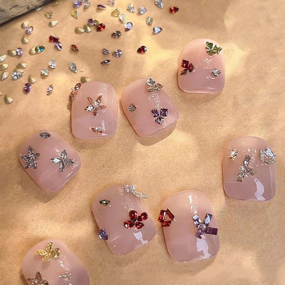 100pcs Mini Nail Rhinestones - Colorful Zircon 3D Pointed Bottom Nail Gems for Nail Art, Manicure & Crafting | DIY Nail Design, Wedding, Party & Salon Use